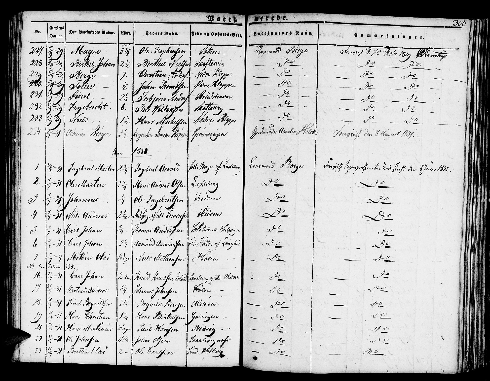 Askøy Sokneprestembete, AV/SAB-A-74101/H/Ha/Haa/Haaa/L0004: Ministerialbok nr. A 4, 1825-1845, s. 300