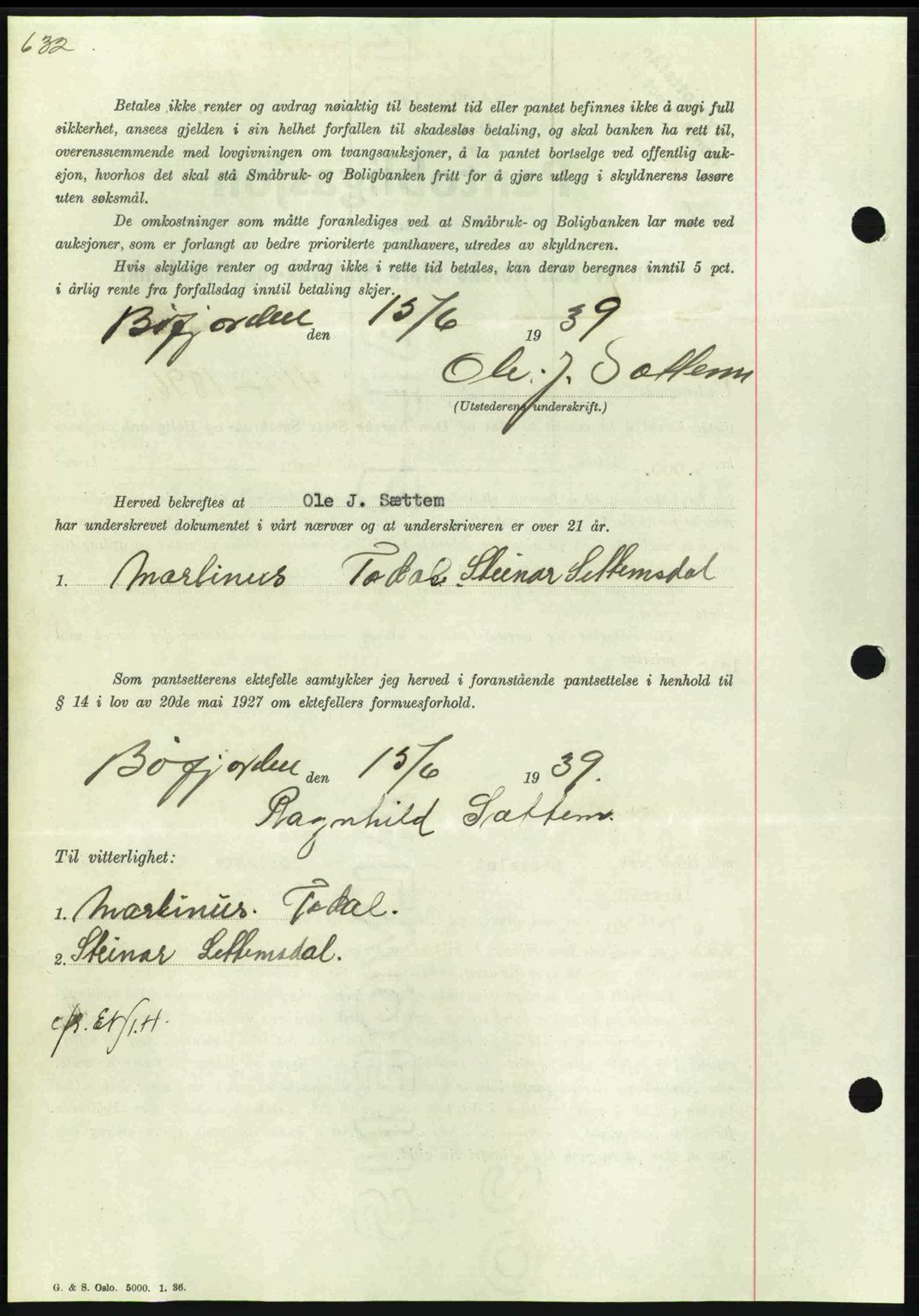 Nordmøre sorenskriveri, AV/SAT-A-4132/1/2/2Ca: Pantebok nr. B85, 1939-1939, Dagboknr: 1839/1939