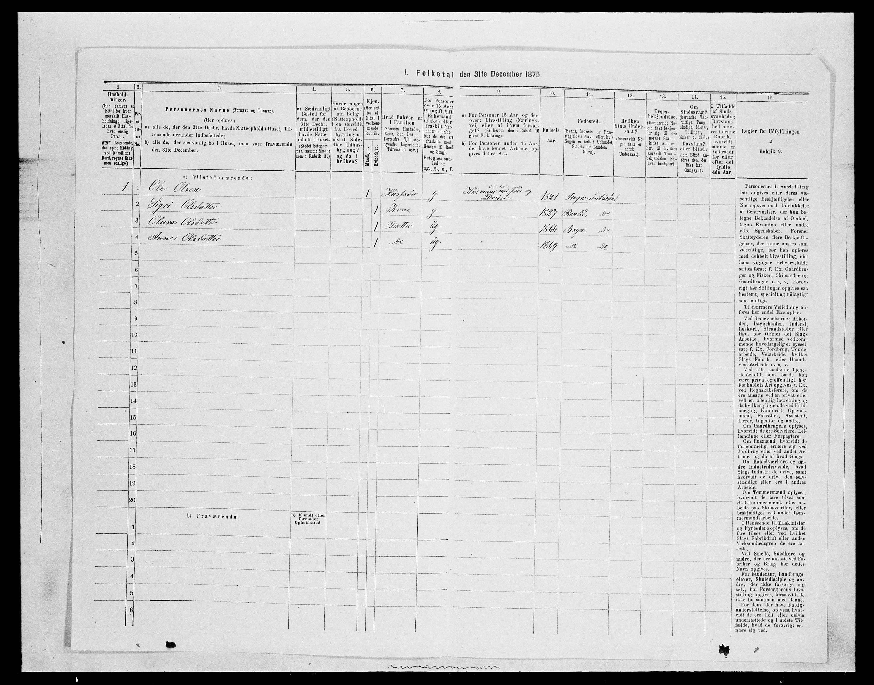 SAH, Folketelling 1875 for 0540P Sør-Aurdal prestegjeld, 1875, s. 911