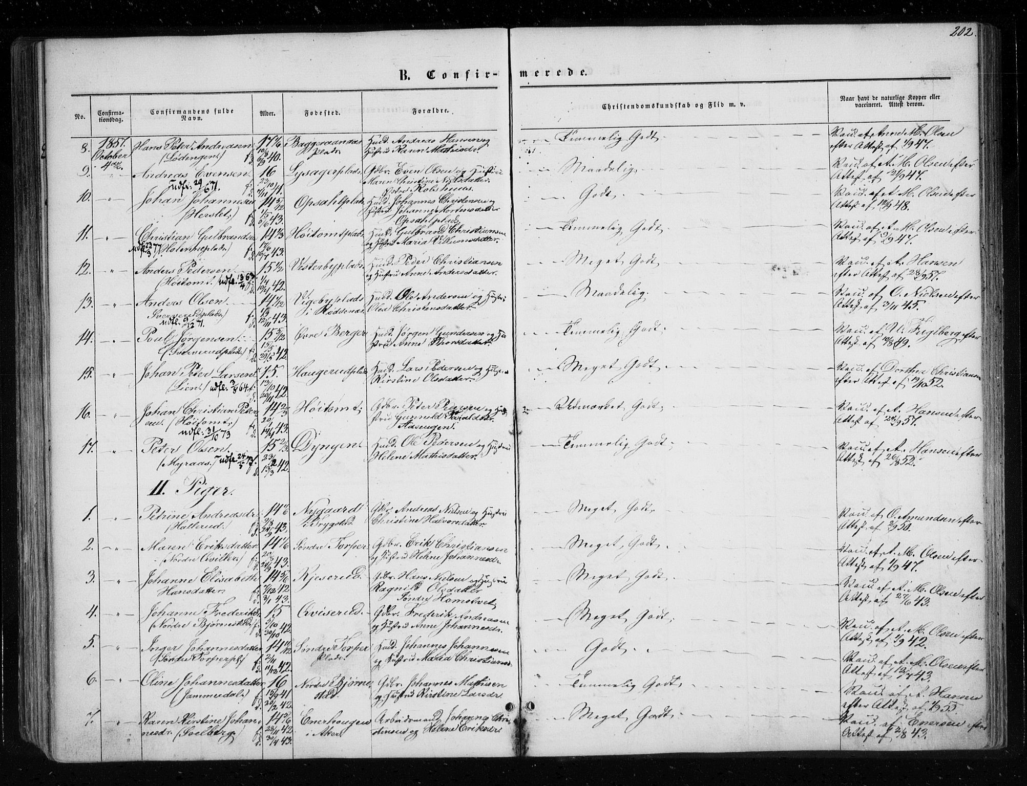 Eidsberg prestekontor Kirkebøker, AV/SAO-A-10905/F/Fa/L0010.a: Ministerialbok nr. I 10A, 1857-1866, s. 202