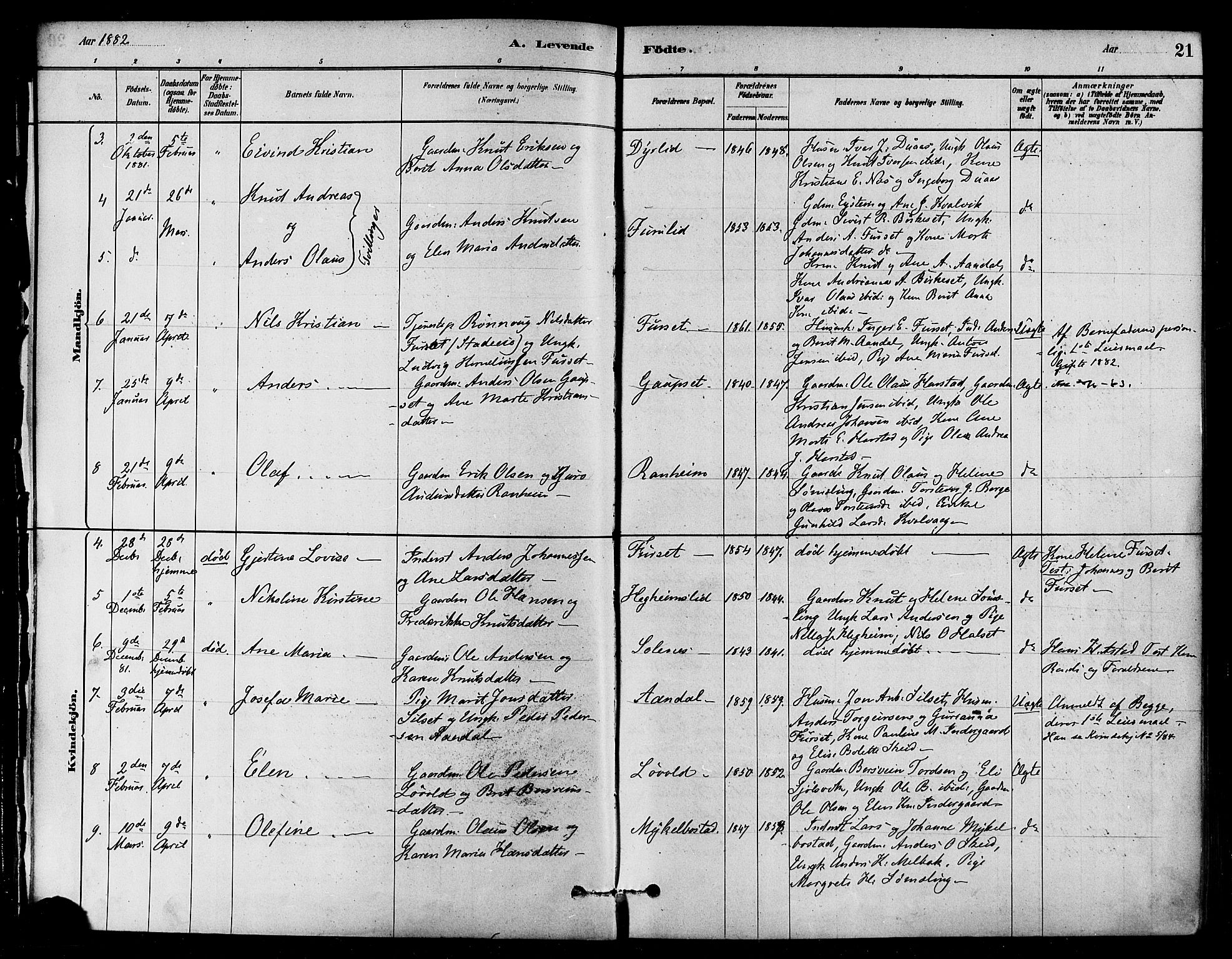 Ministerialprotokoller, klokkerbøker og fødselsregistre - Møre og Romsdal, SAT/A-1454/584/L0967: Ministerialbok nr. 584A07, 1879-1894, s. 21