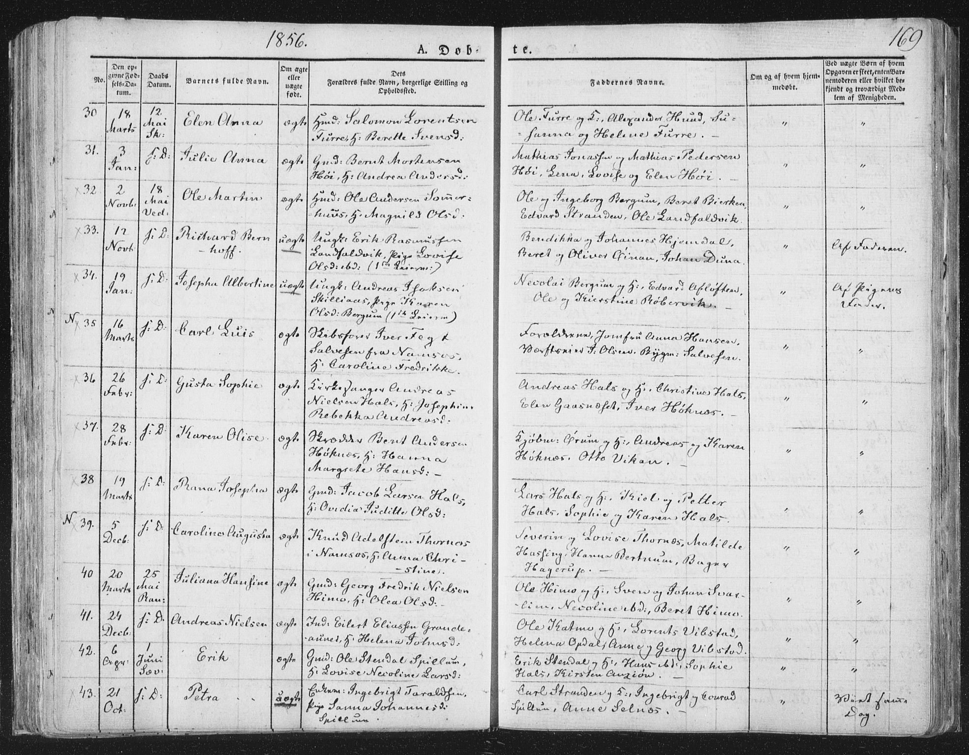 Ministerialprotokoller, klokkerbøker og fødselsregistre - Nord-Trøndelag, SAT/A-1458/764/L0551: Ministerialbok nr. 764A07a, 1824-1864, s. 169