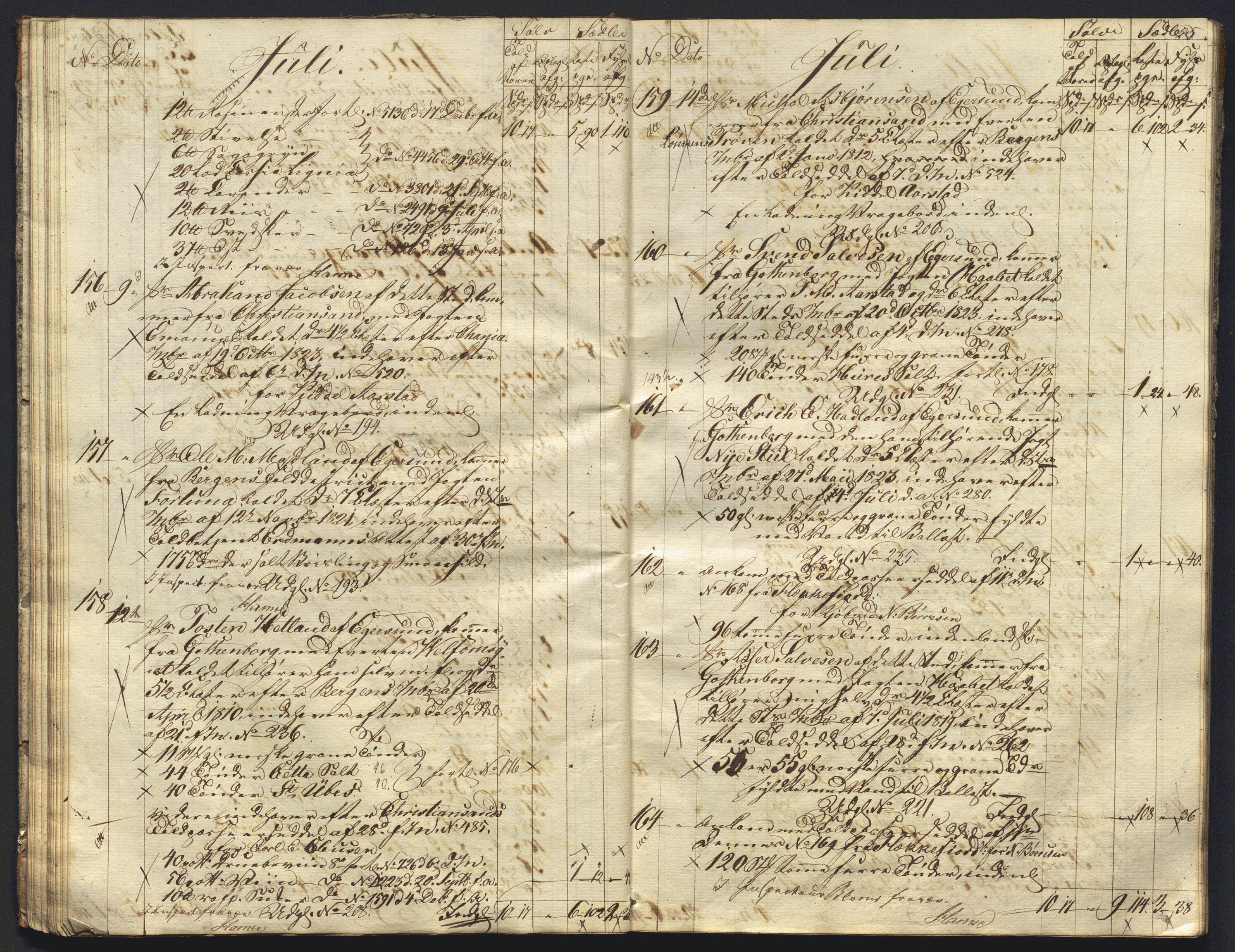 Revisjonsdepartementet, 2. revisjonskontor, AV/RA-S-1115/E/E015/L0059: Egersund: Tollbok, 1825, s. 24b-25a