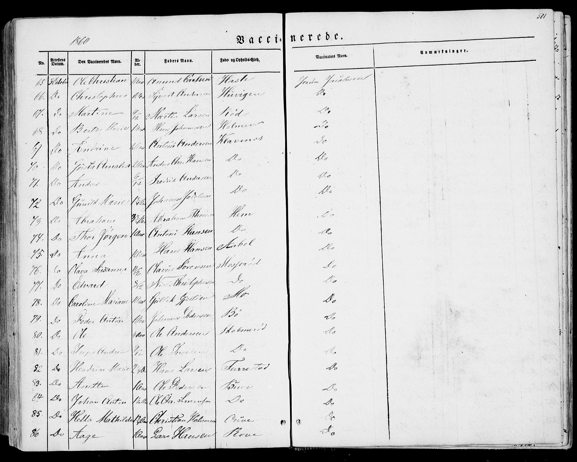 Sandar kirkebøker, AV/SAKO-A-243/F/Fa/L0007: Ministerialbok nr. 7, 1855-1861, s. 501
