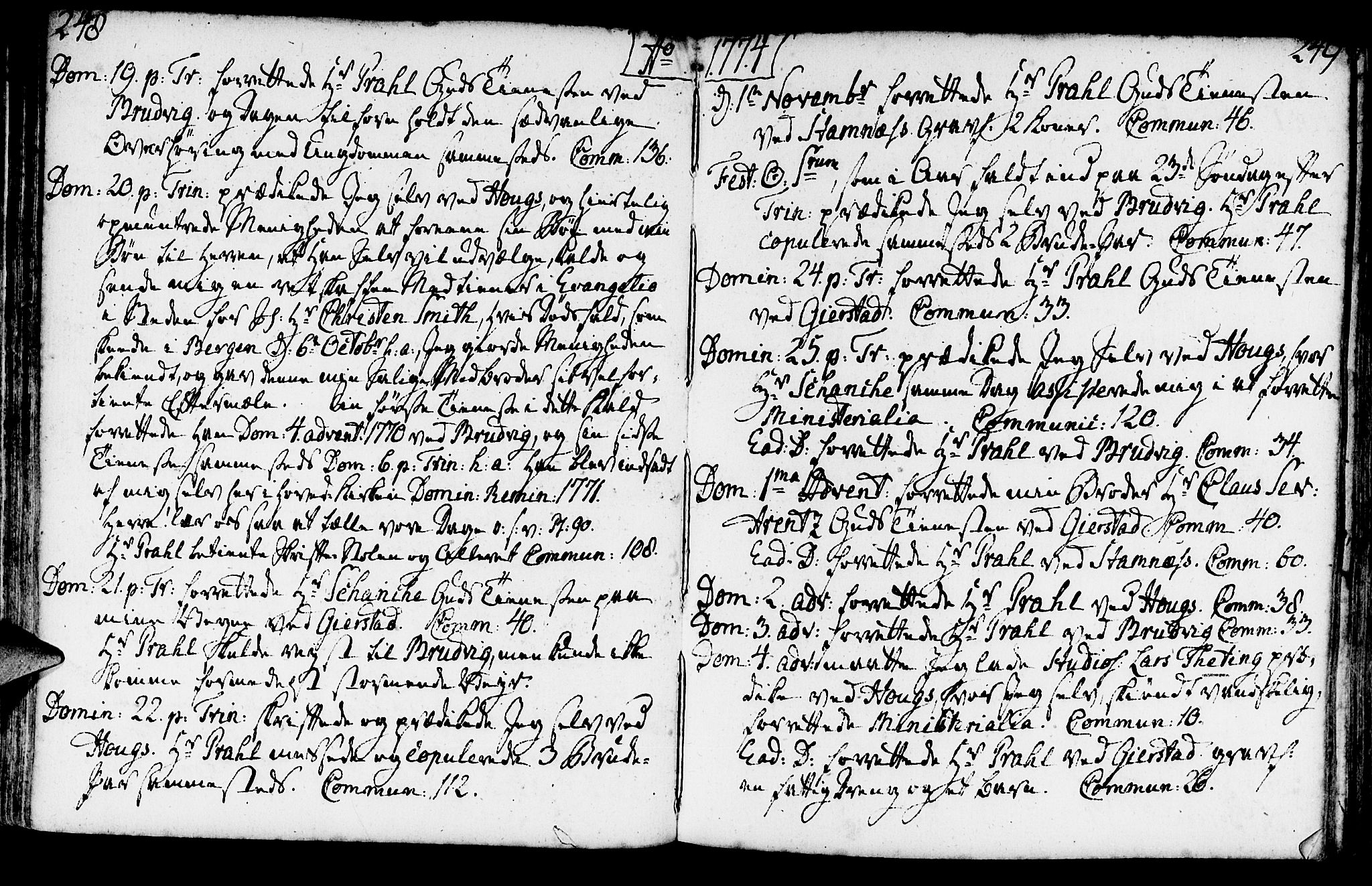 Haus sokneprestembete, SAB/A-75601/H/Haa: Ministerialbok nr. A 9, 1767-1781, s. 248-249