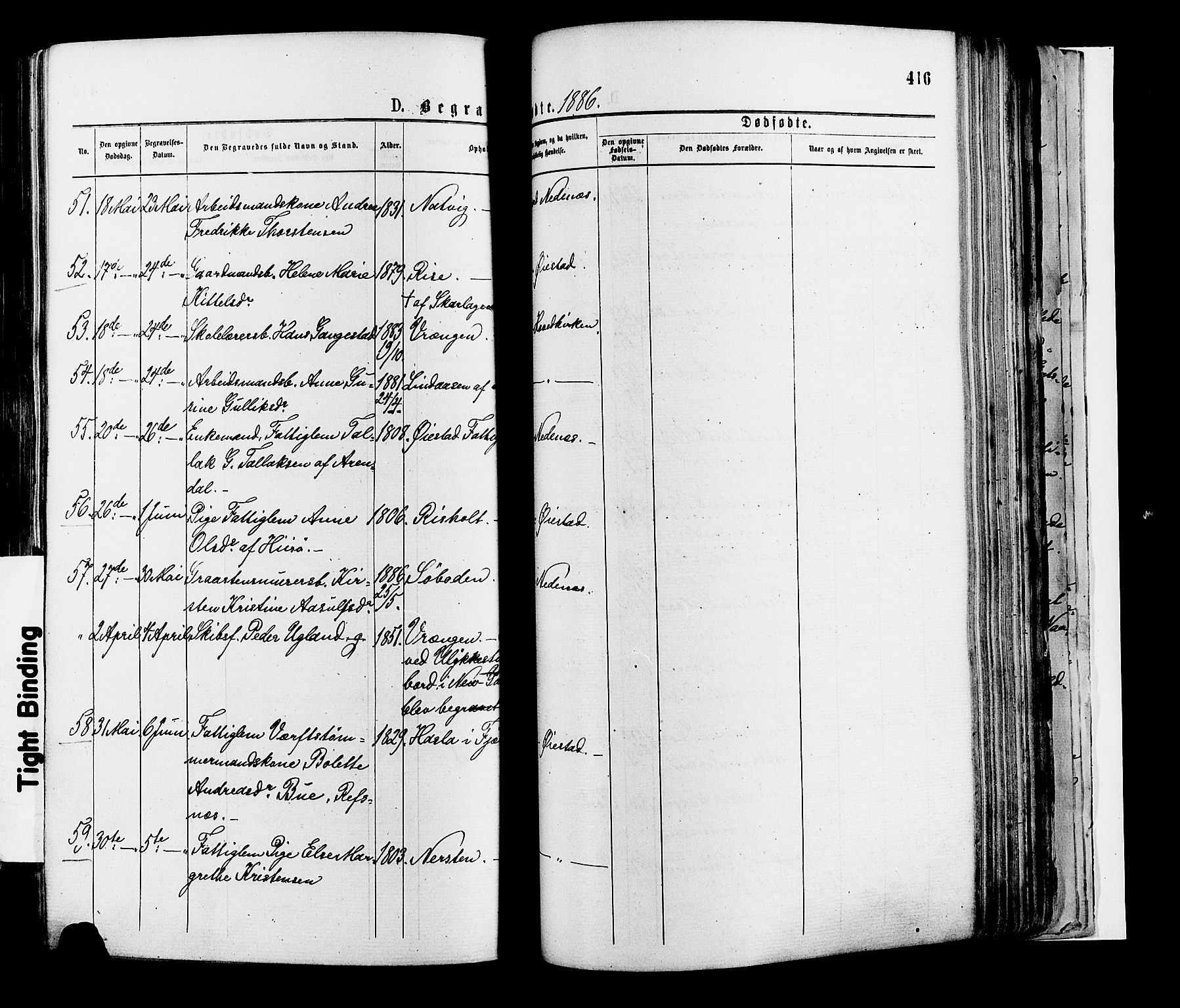 Øyestad sokneprestkontor, AV/SAK-1111-0049/F/Fa/L0016: Ministerialbok nr. A 16, 1874-1886, s. 416