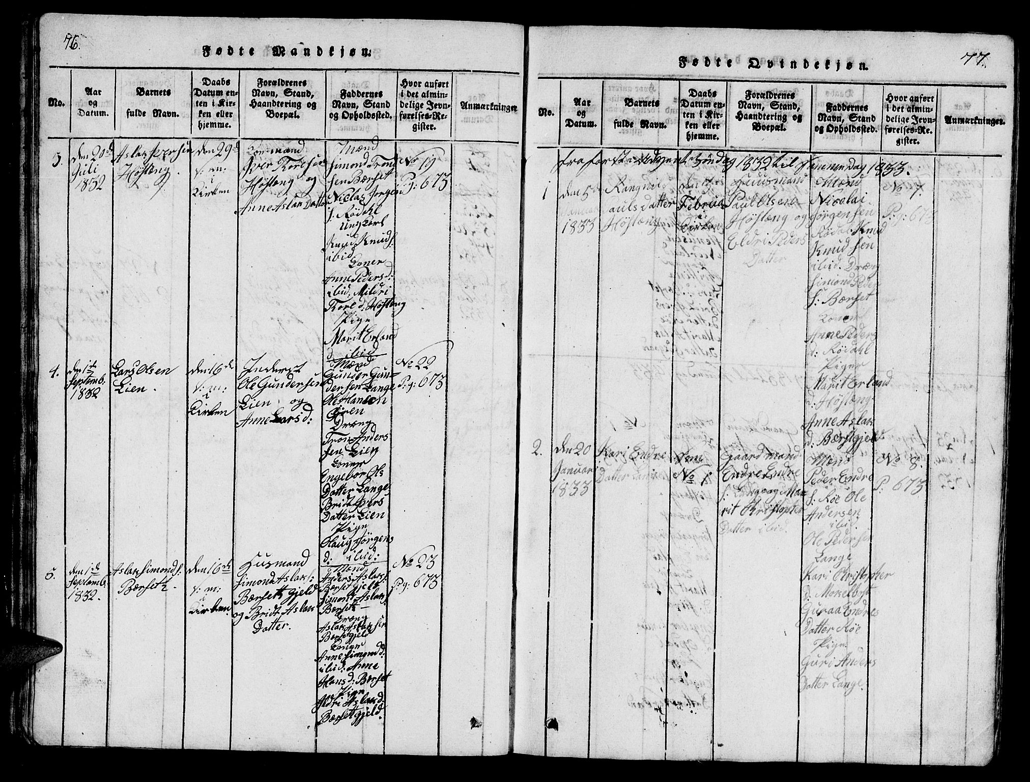 Ministerialprotokoller, klokkerbøker og fødselsregistre - Møre og Romsdal, SAT/A-1454/554/L0644: Klokkerbok nr. 554C01, 1818-1851, s. 76-77