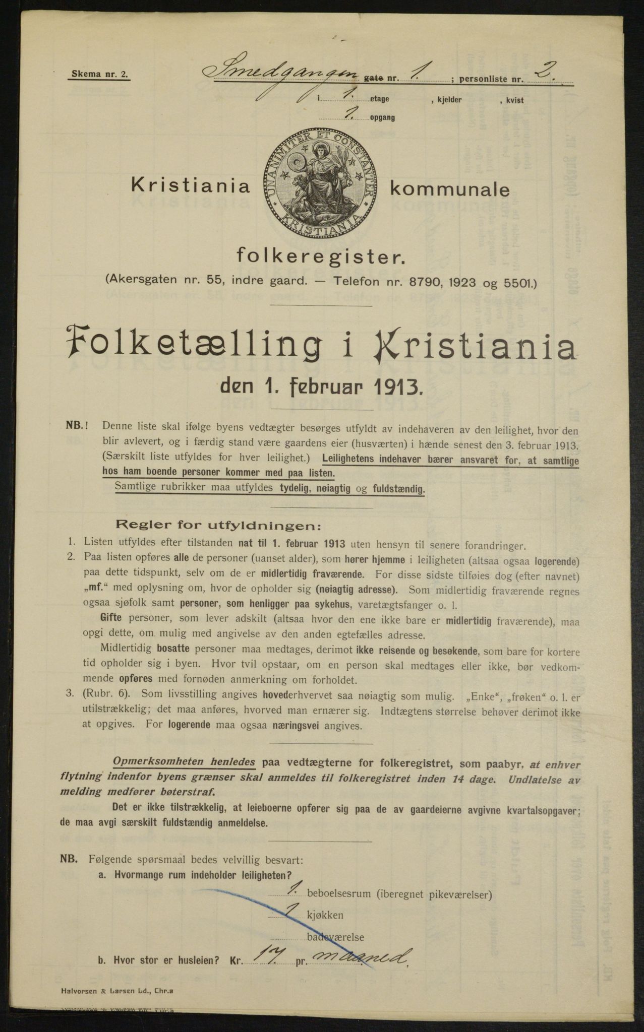 OBA, Kommunal folketelling 1.2.1913 for Kristiania, 1913, s. 97108