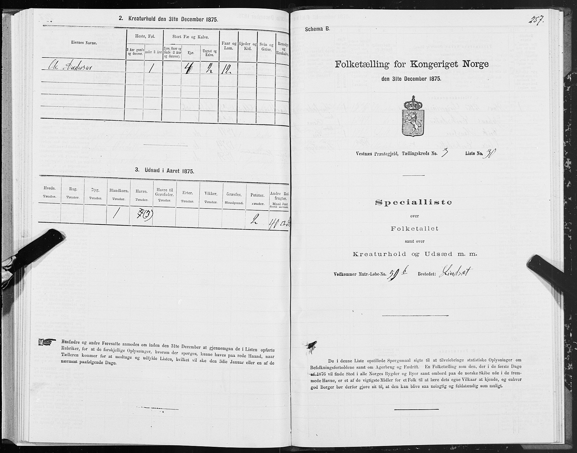 SAT, Folketelling 1875 for 1535P Vestnes prestegjeld, 1875, s. 1257