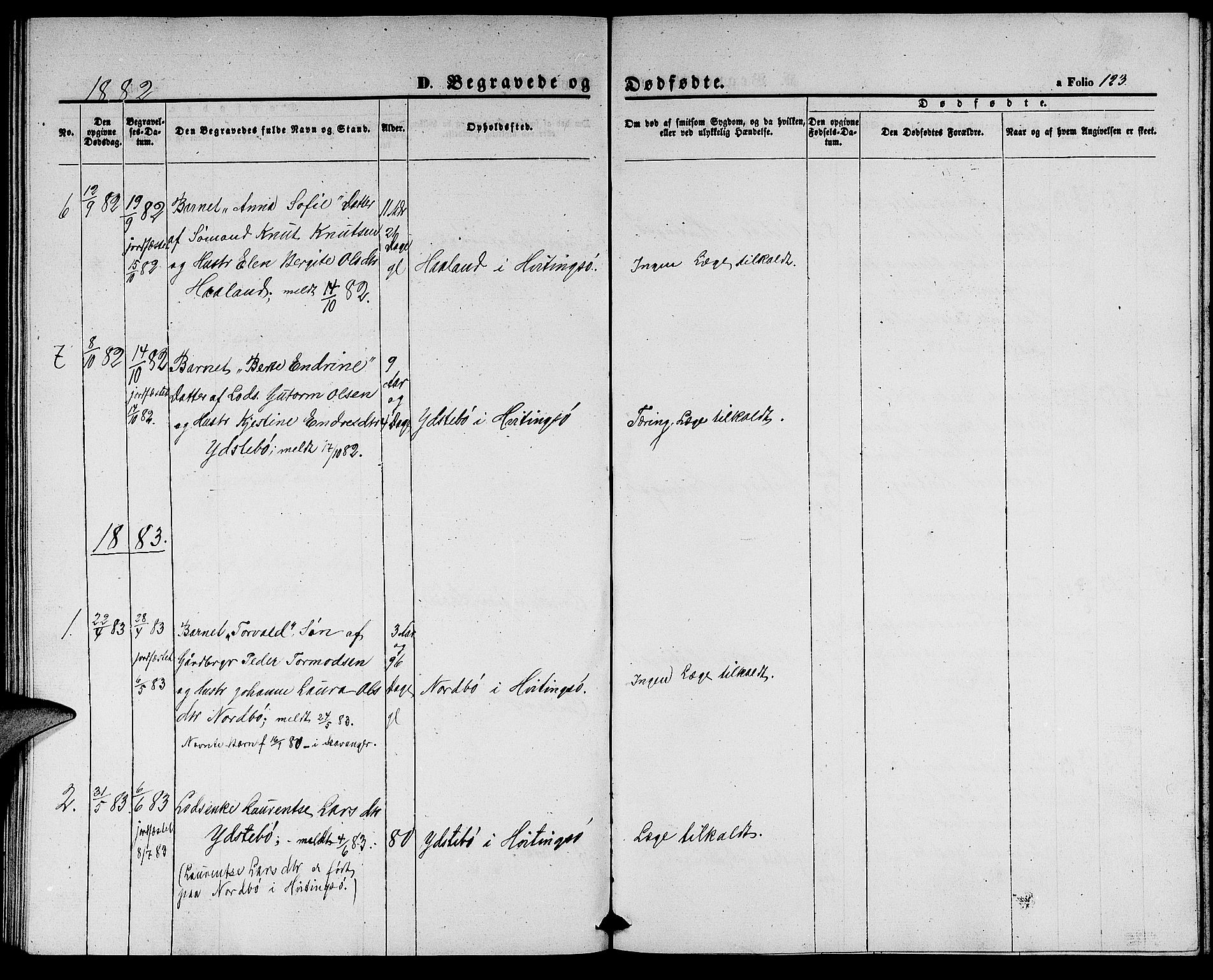 Rennesøy sokneprestkontor, AV/SAST-A -101827/H/Ha/Hab/L0003: Klokkerbok nr. B 3, 1855-1888, s. 123