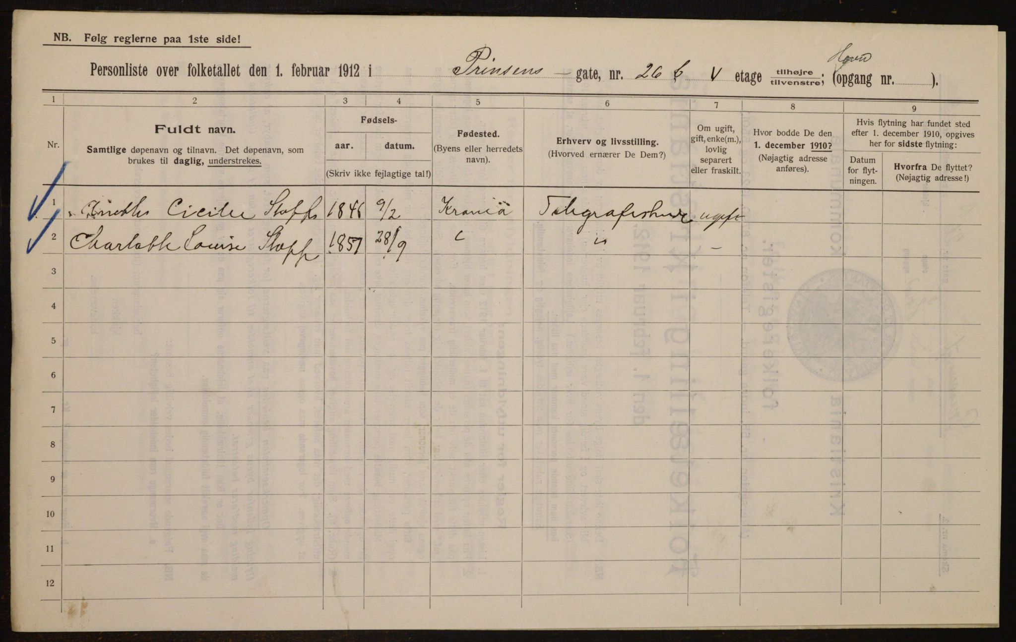 OBA, Kommunal folketelling 1.2.1912 for Kristiania, 1912, s. 81618