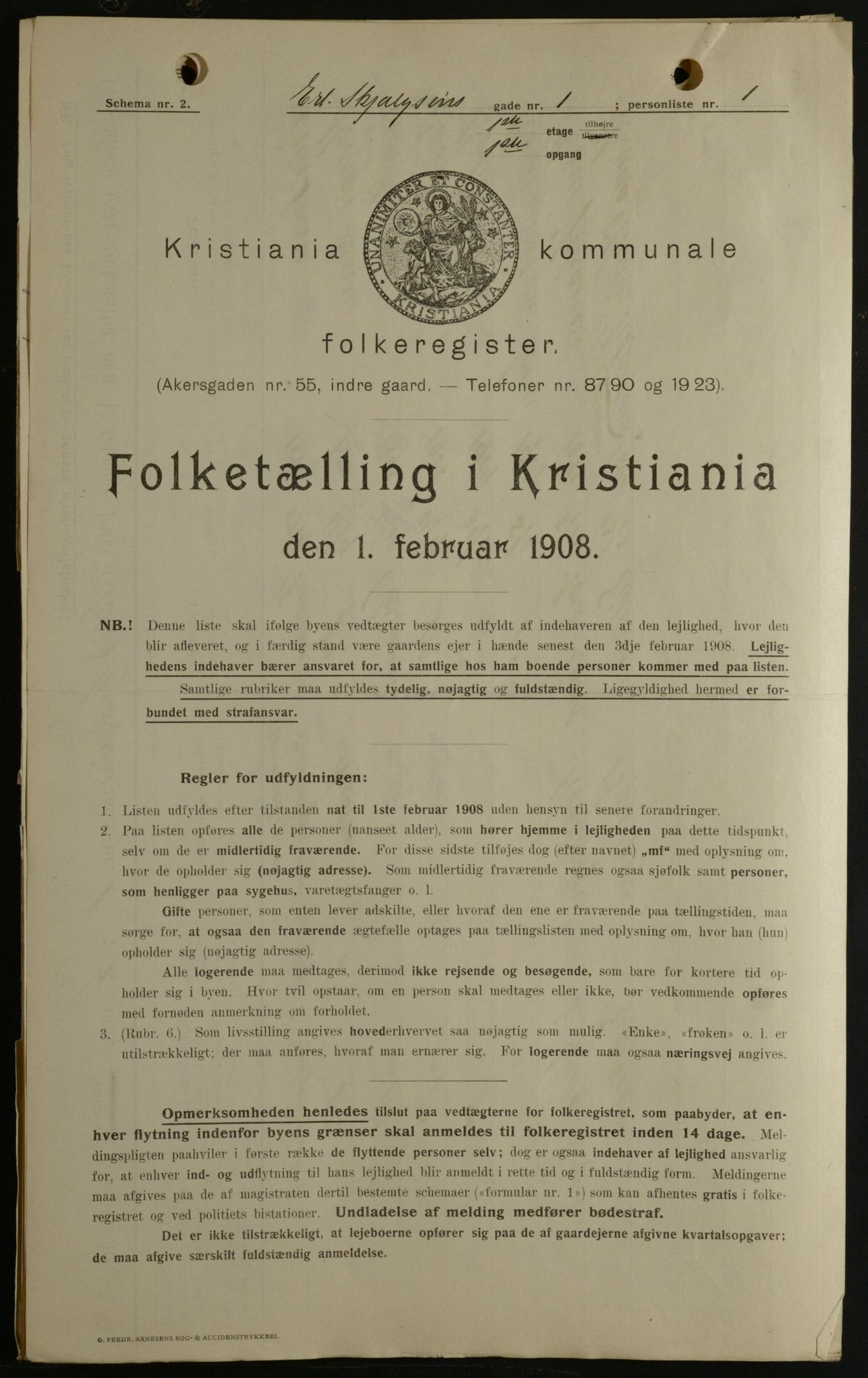 OBA, Kommunal folketelling 1.2.1908 for Kristiania kjøpstad, 1908, s. 20058