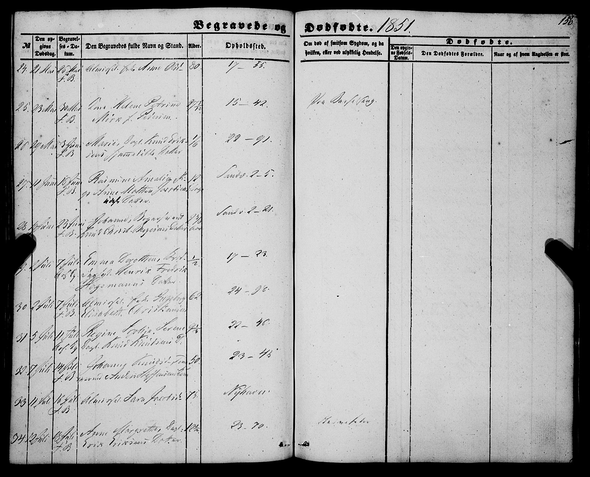 Korskirken sokneprestembete, SAB/A-76101/H/Haa: Ministerialbok nr. E 2, 1848-1862, s. 156