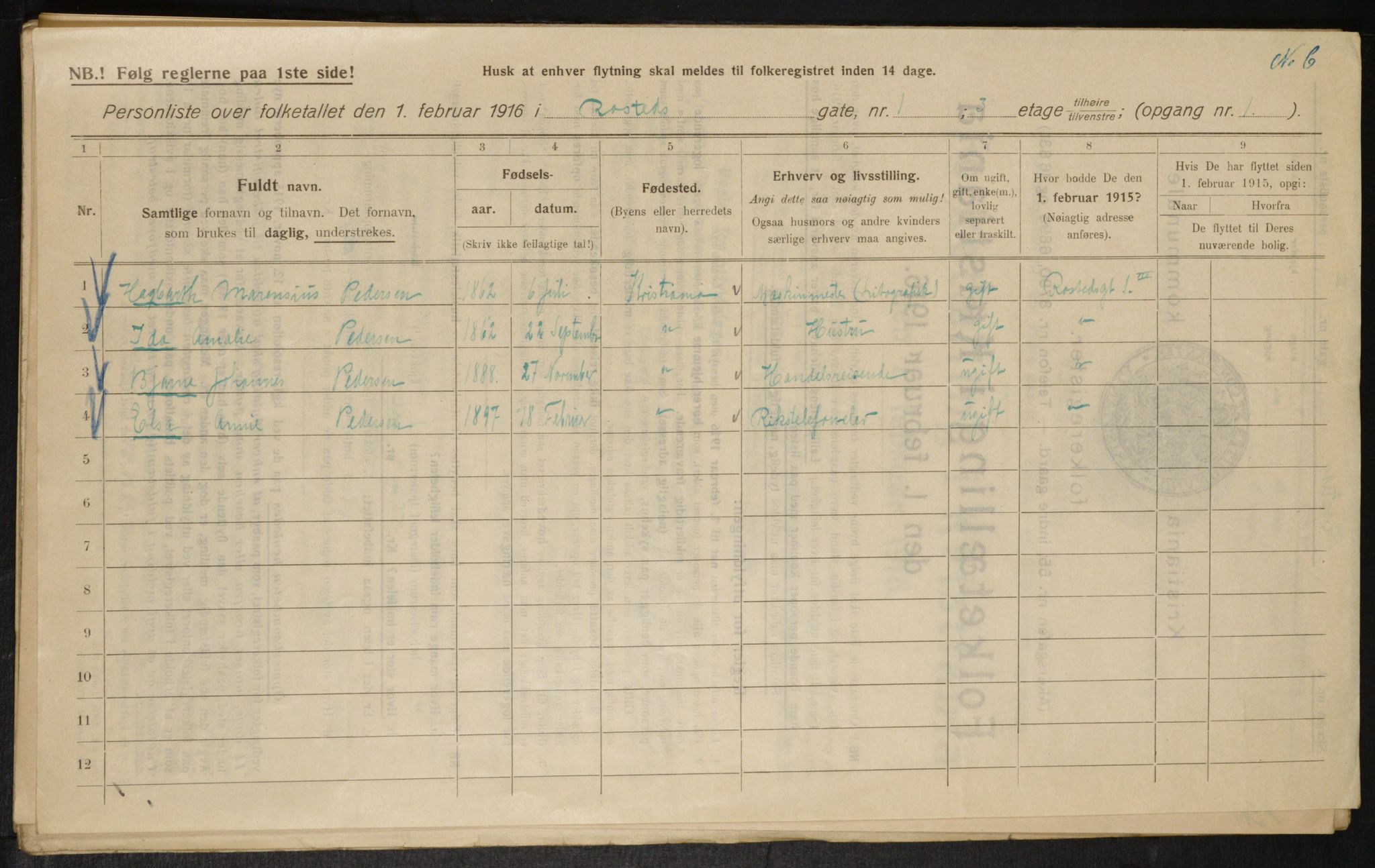 OBA, Kommunal folketelling 1.2.1916 for Kristiania, 1916, s. 86348