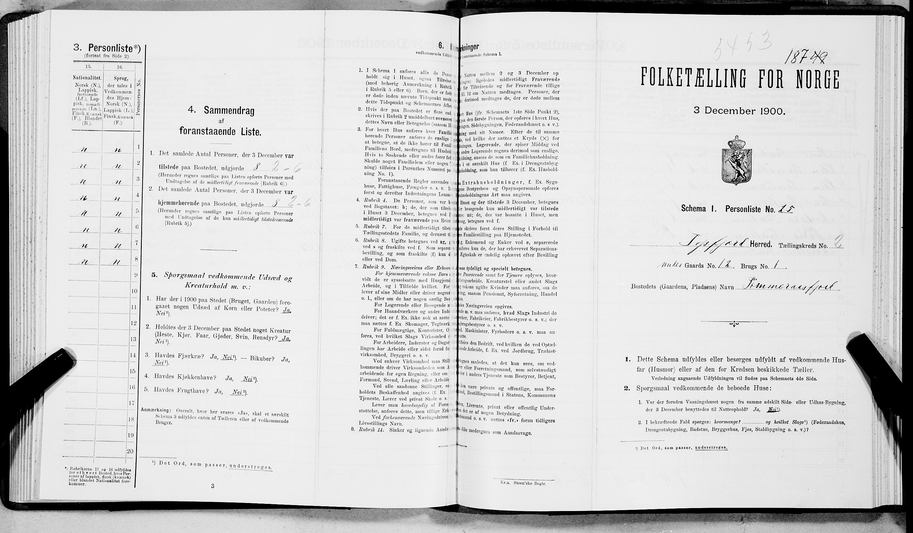 SAT, Folketelling 1900 for 1850 Tysfjord herred, 1900, s. 200