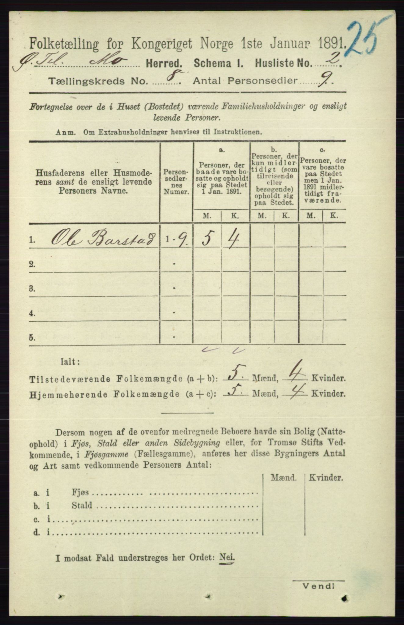 RA, Folketelling 1891 for 0832 Mo herred, 1891, s. 1993