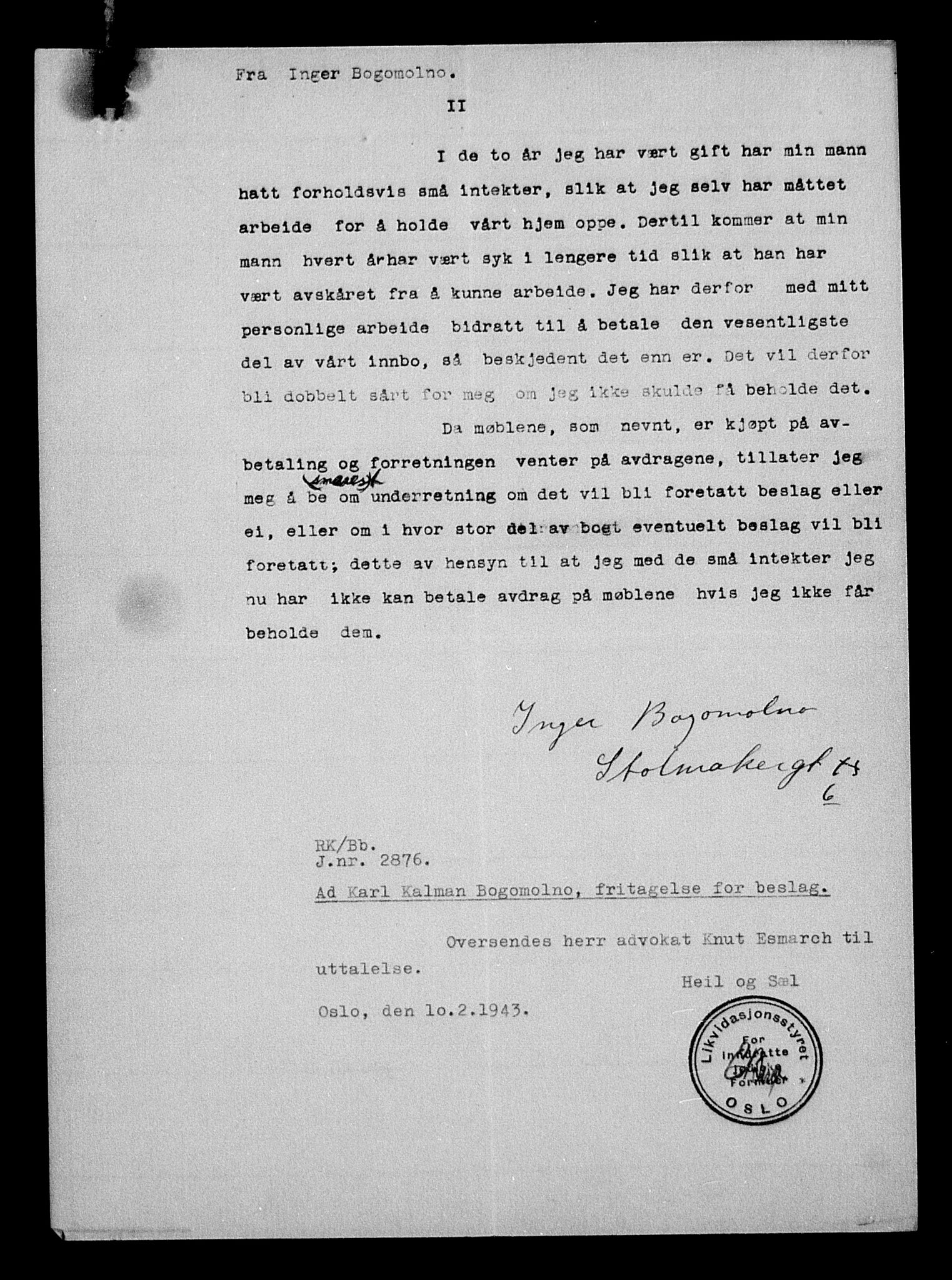 Justisdepartementet, Tilbakeføringskontoret for inndratte formuer, AV/RA-S-1564/H/Hc/Hcc/L0927: --, 1945-1947, s. 310