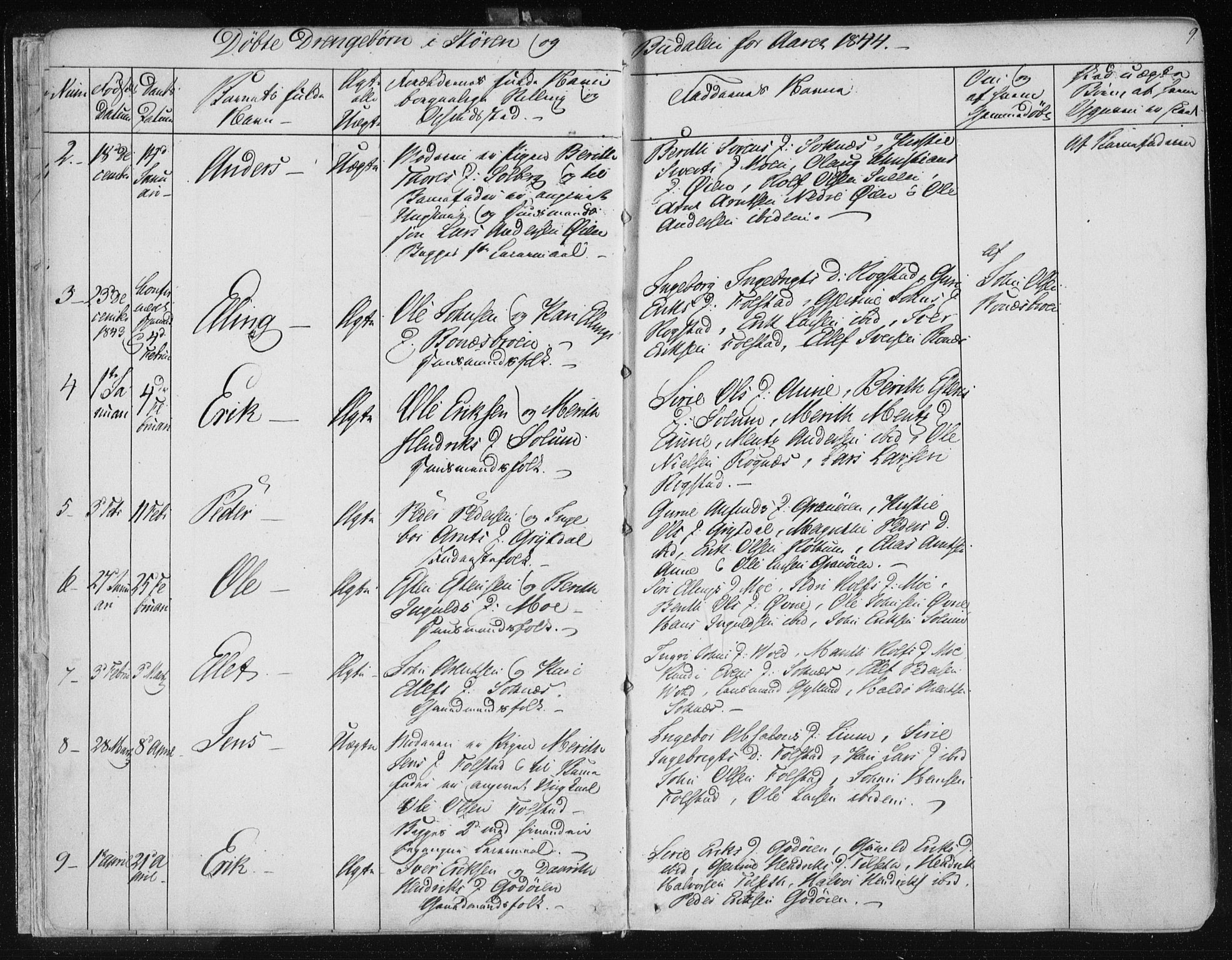 Ministerialprotokoller, klokkerbøker og fødselsregistre - Sør-Trøndelag, SAT/A-1456/687/L0997: Ministerialbok nr. 687A05 /1, 1843-1848, s. 9