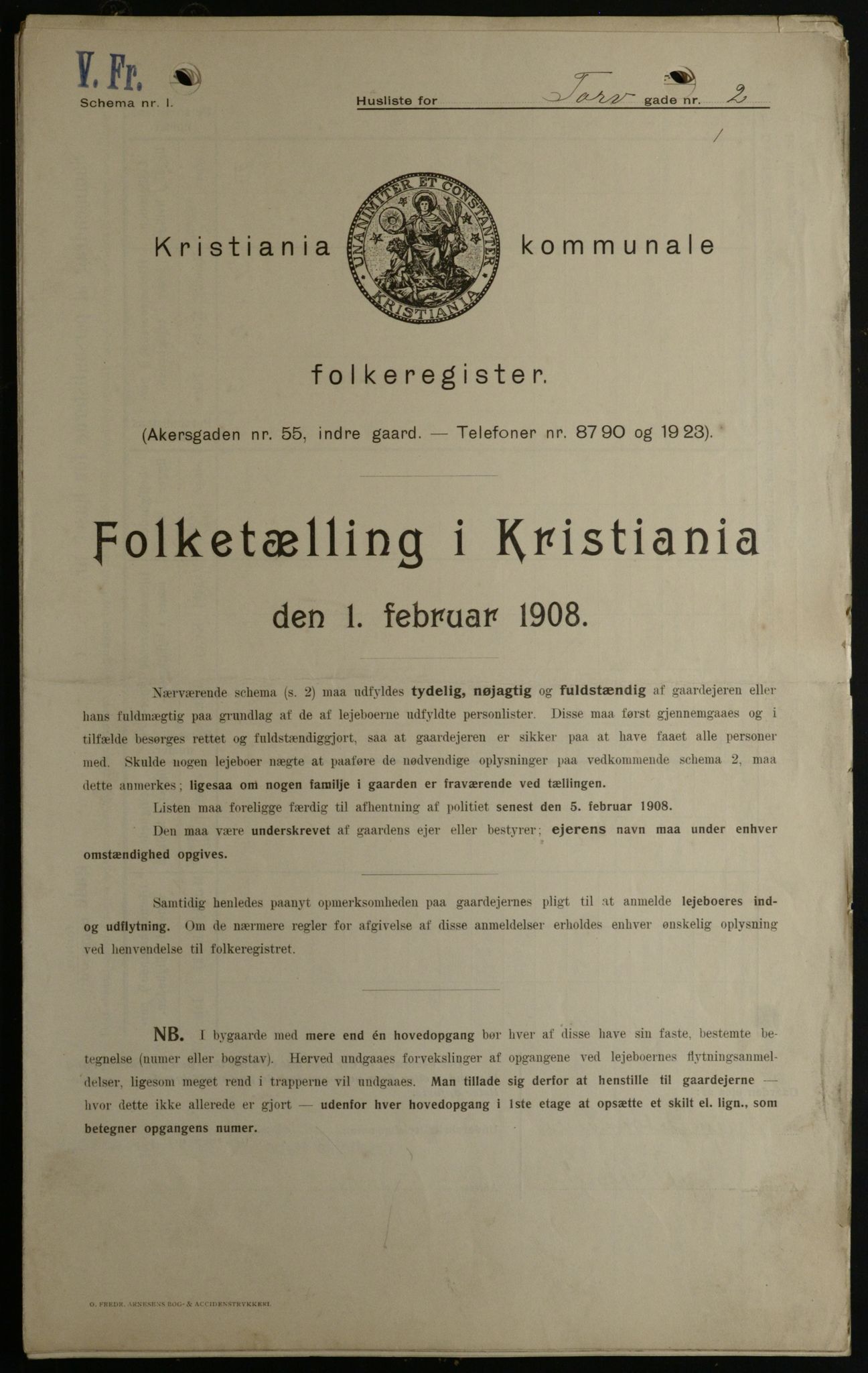 OBA, Kommunal folketelling 1.2.1908 for Kristiania kjøpstad, 1908, s. 102460
