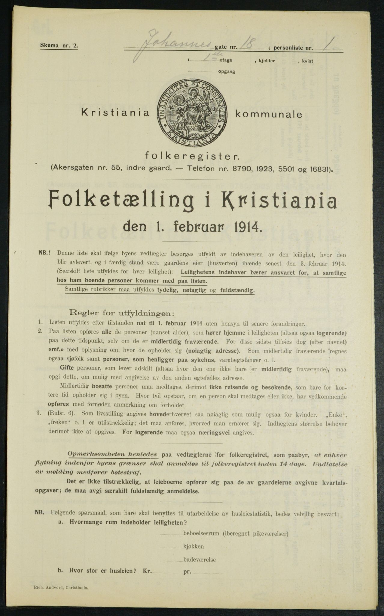 OBA, Kommunal folketelling 1.2.1914 for Kristiania, 1914, s. 47311