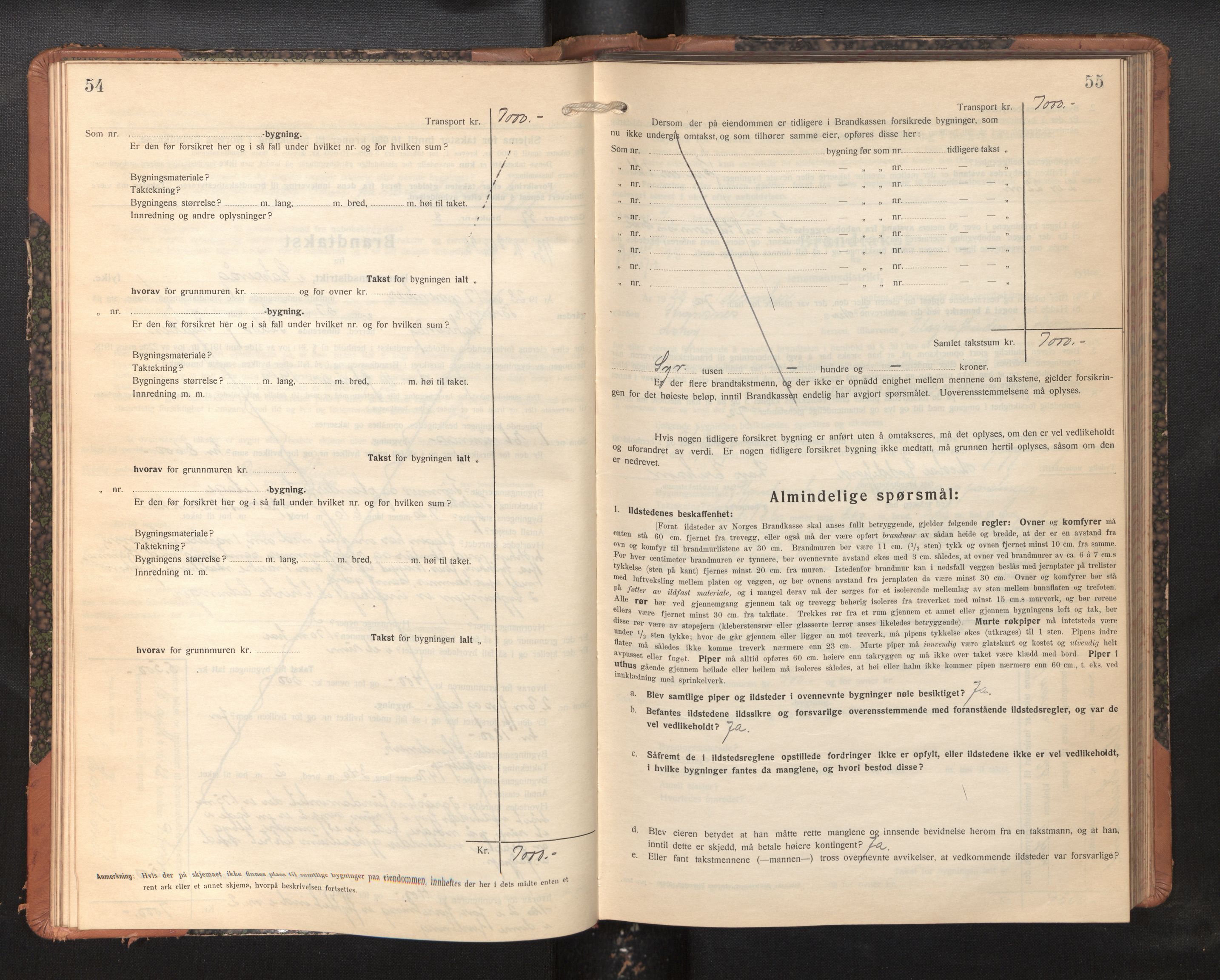 Lensmannen i Askøy, AV/SAB-A-31001/0012/L0009: Branntakstprotokoll, skjematakst, 1927-1934, s. 54-55
