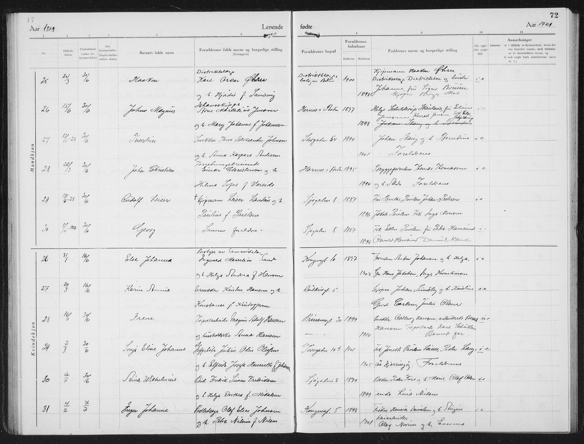 Ministerialprotokoller, klokkerbøker og fødselsregistre - Nordland, AV/SAT-A-1459/801/L0037: Klokkerbok nr. 801C12, 1921-1937, s. 72
