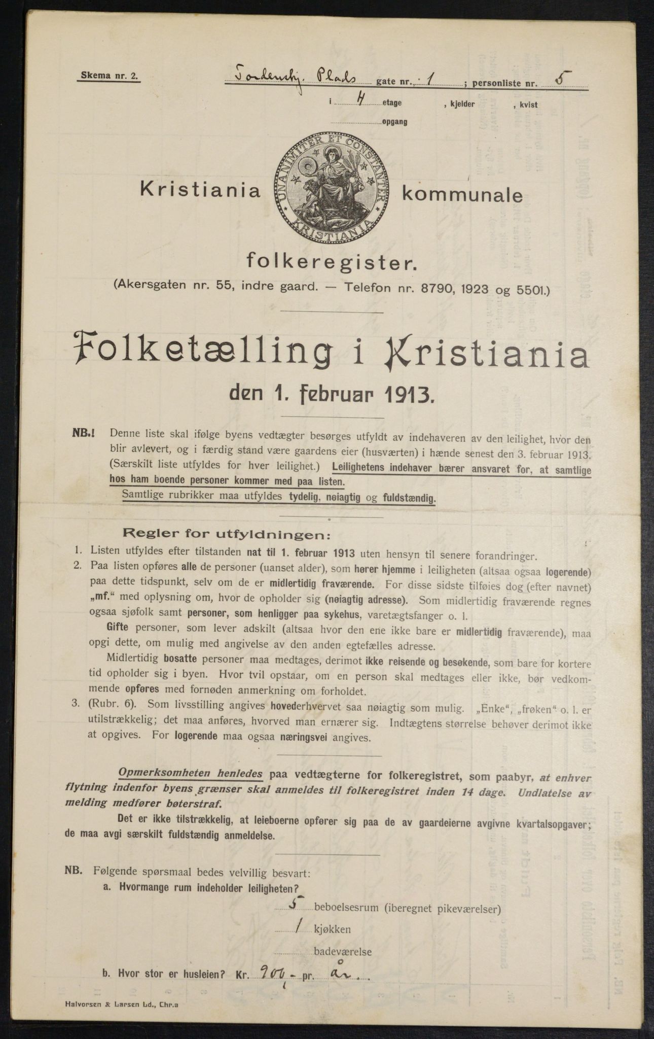 OBA, Kommunal folketelling 1.2.1913 for Kristiania, 1913, s. 113824