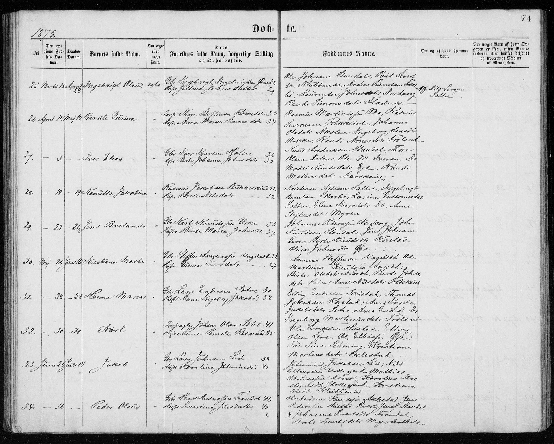 Ministerialprotokoller, klokkerbøker og fødselsregistre - Møre og Romsdal, AV/SAT-A-1454/515/L0214: Klokkerbok nr. 515C01, 1865-1883, s. 74