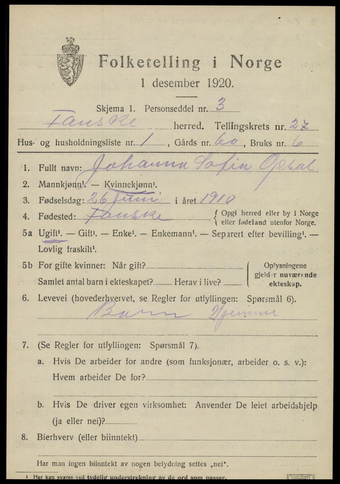 SAT, Folketelling 1920 for 1841 Fauske herred, 1920, s. 16194