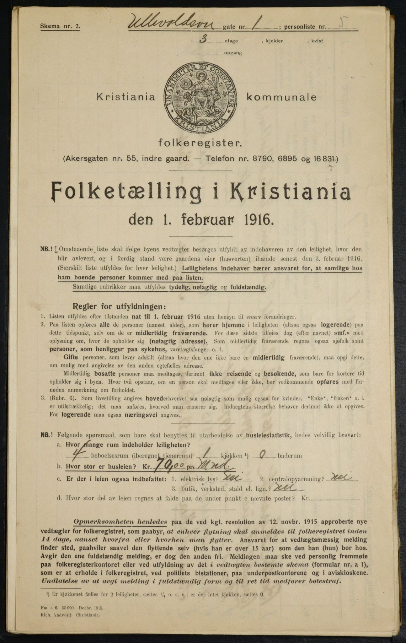 OBA, Kommunal folketelling 1.2.1916 for Kristiania, 1916, s. 122453