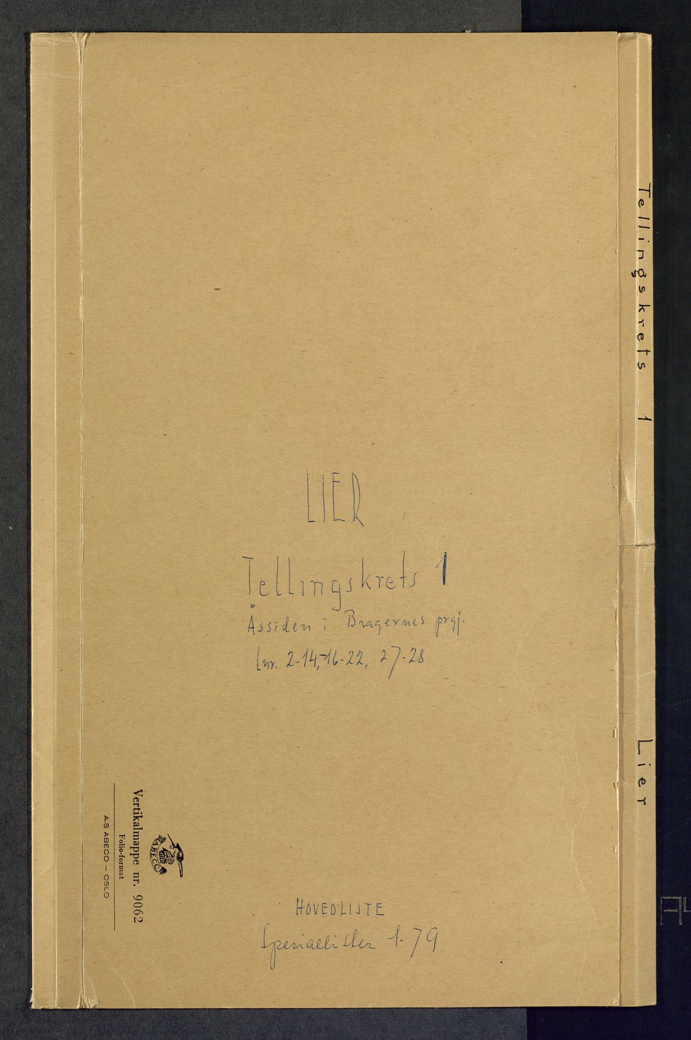 SAKO, Folketelling 1875 for 0626P Lier prestegjeld, 1875, s. 1