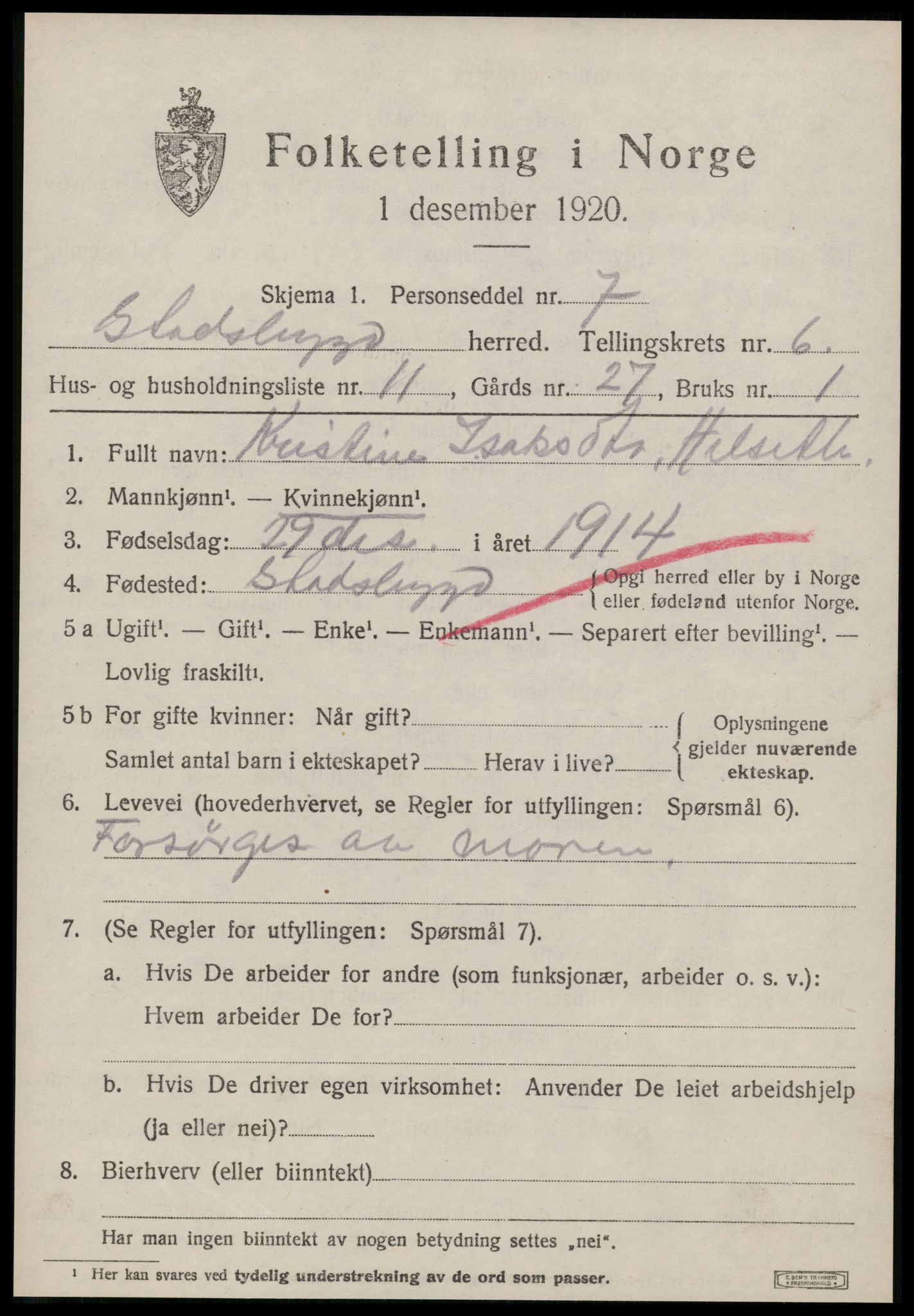 SAT, Folketelling 1920 for 1625 Stadsbygd herred, 1920, s. 3208