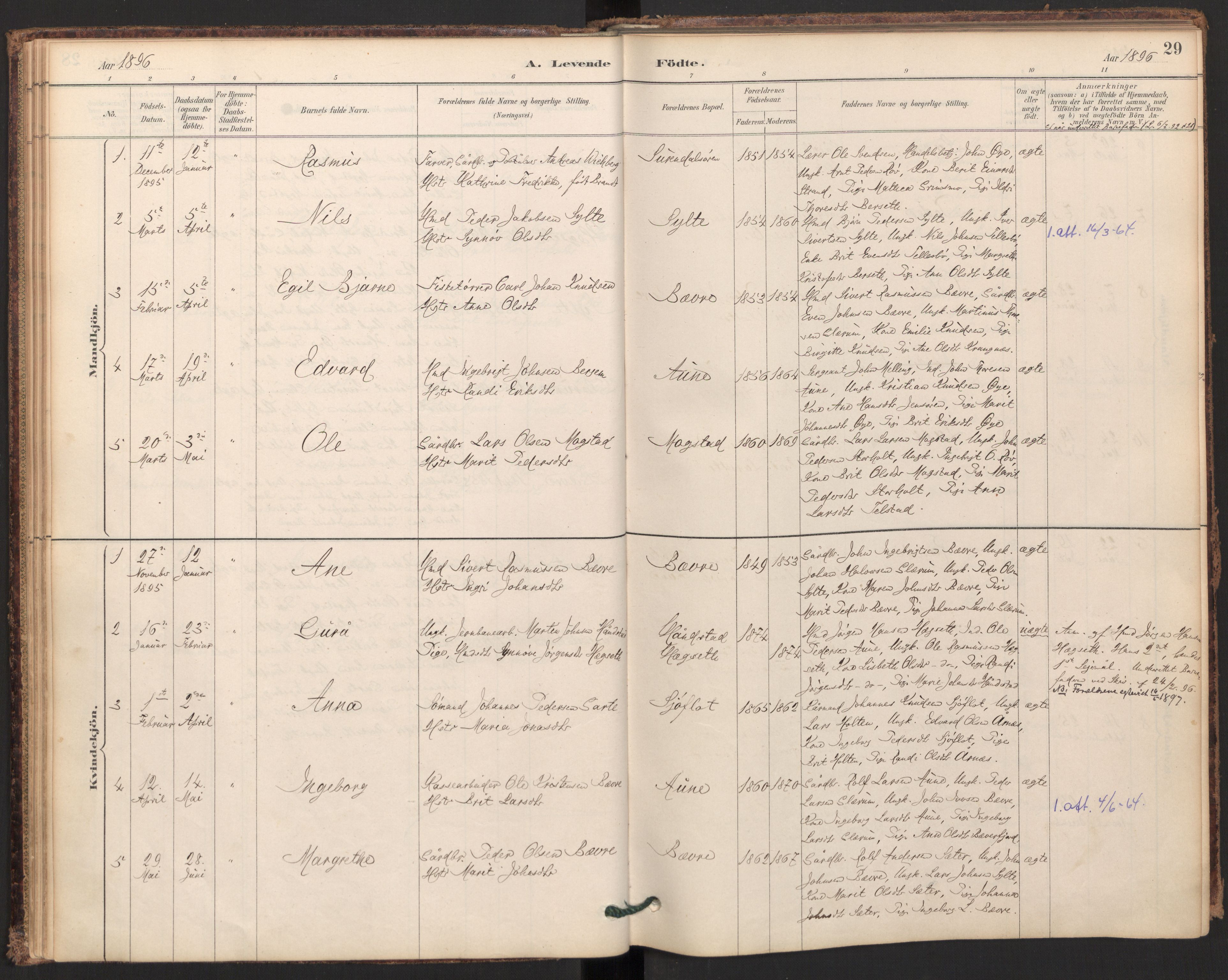 Ministerialprotokoller, klokkerbøker og fødselsregistre - Møre og Romsdal, AV/SAT-A-1454/595/L1047: Ministerialbok nr. 595A09, 1885-1900, s. 29