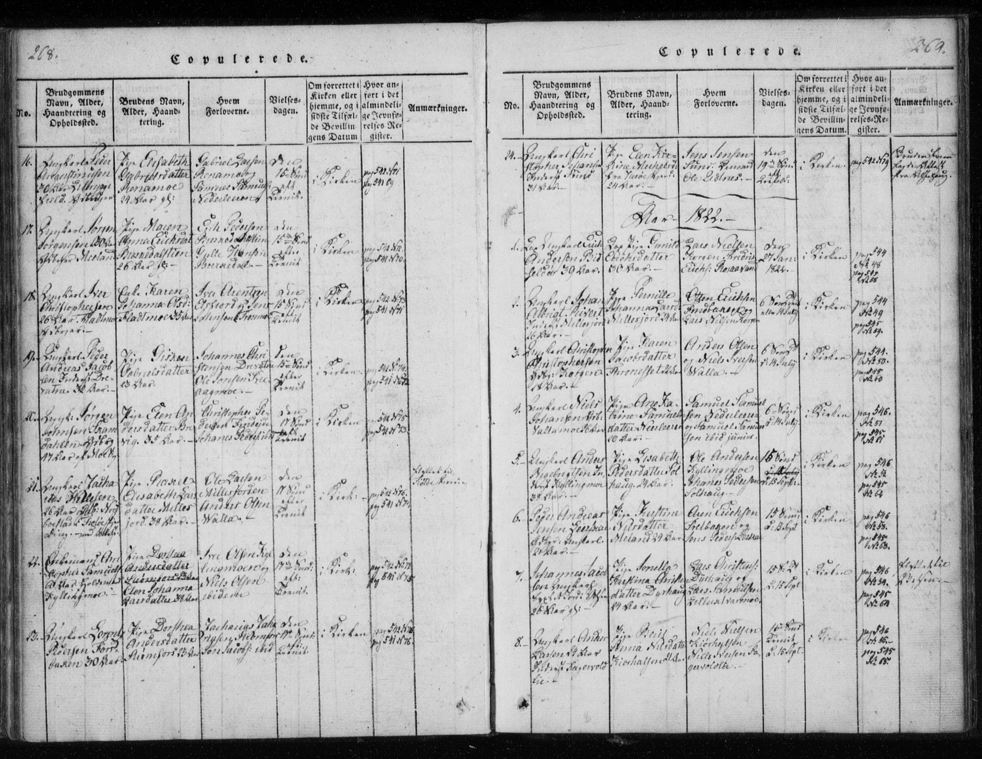 Ministerialprotokoller, klokkerbøker og fødselsregistre - Nordland, AV/SAT-A-1459/825/L0353: Ministerialbok nr. 825A07, 1820-1826, s. 268-269