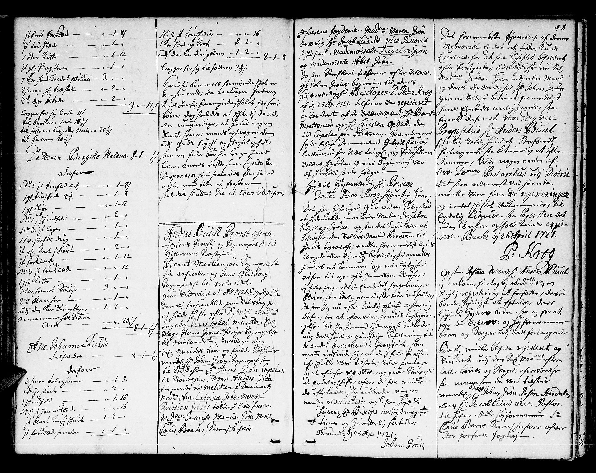Fosen prosti, AV/SAT-A-6515/1/G/Gc/L0001: Skifte- og justisprotokoll, 1691-1770, s. 47b-48a