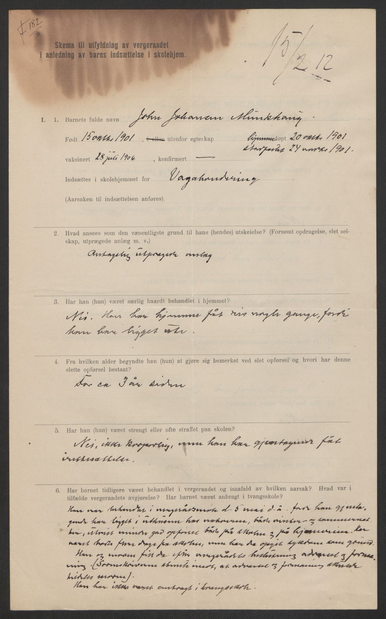 Falstad skolehjem, RA/S-1676/E/Eb/L0011: Elevmapper løpenr.. 240-260, 1911-1918, s. 247