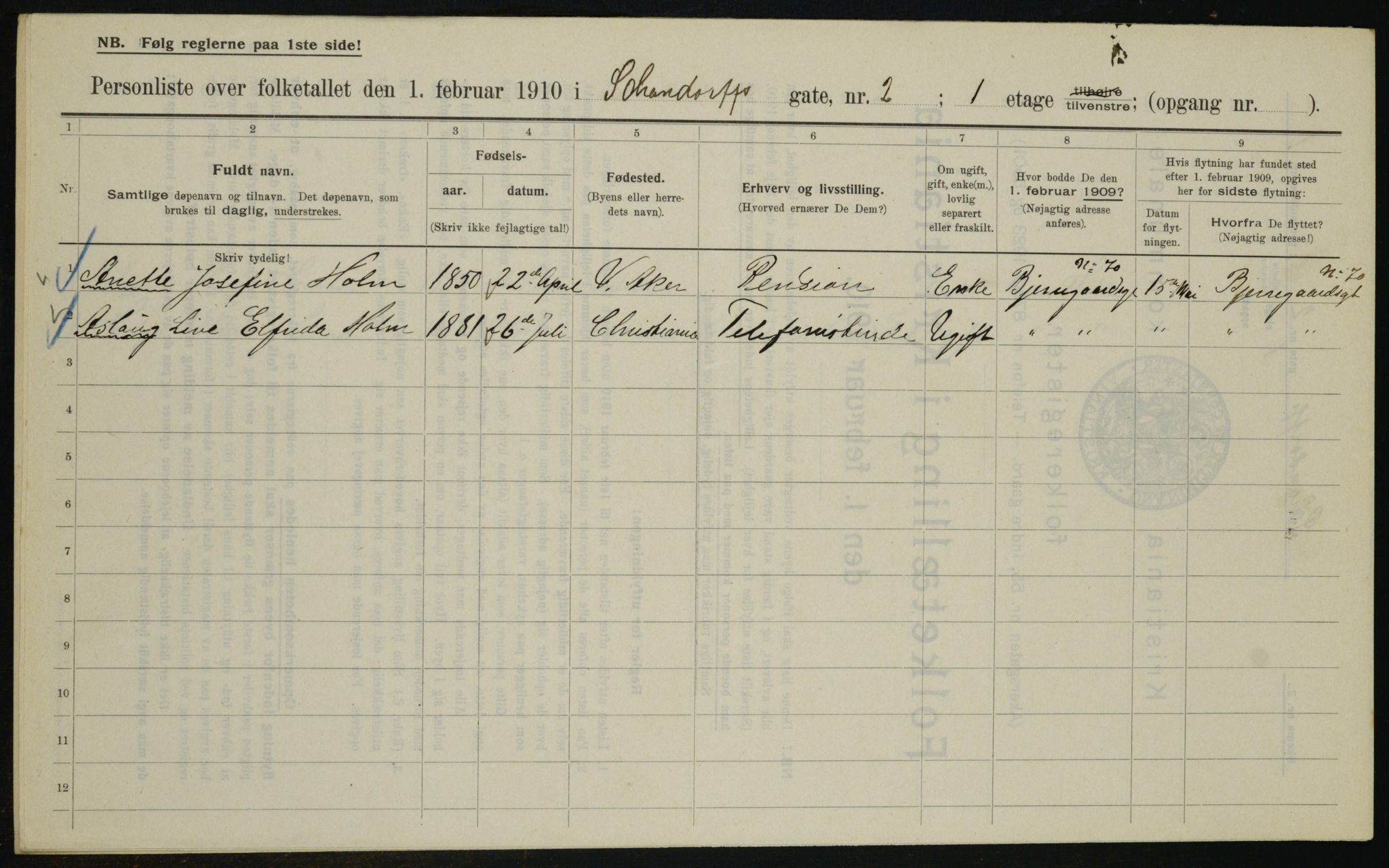 OBA, Kommunal folketelling 1.2.1910 for Kristiania, 1910, s. 85591