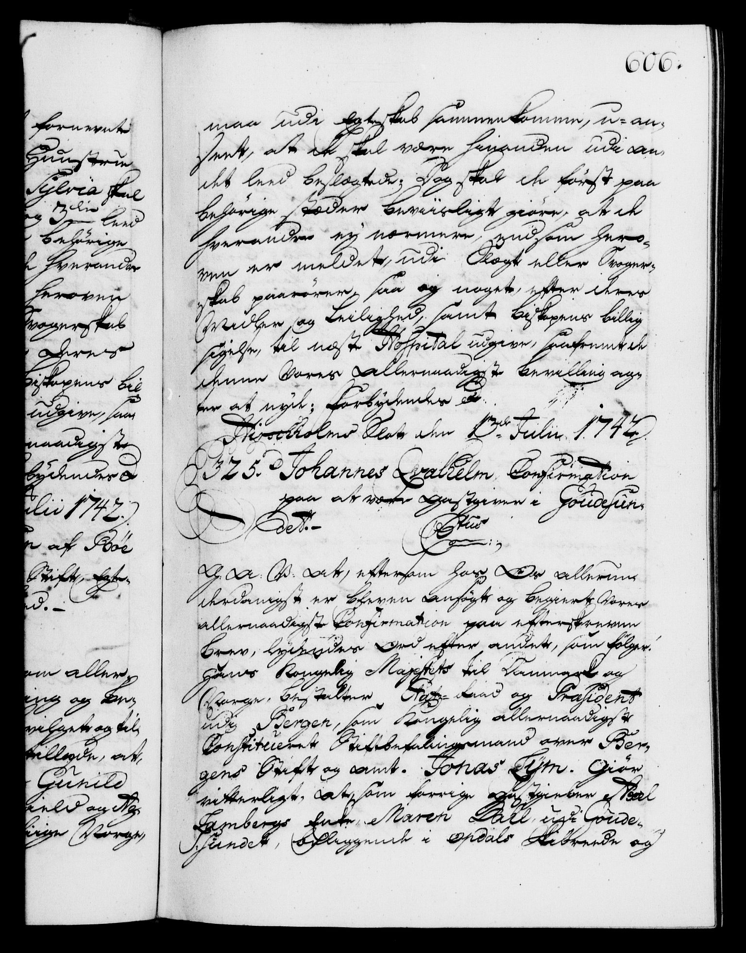 Danske Kanselli 1572-1799, AV/RA-EA-3023/F/Fc/Fca/Fcaa/L0032: Norske registre, 1741-1742, s. 606a