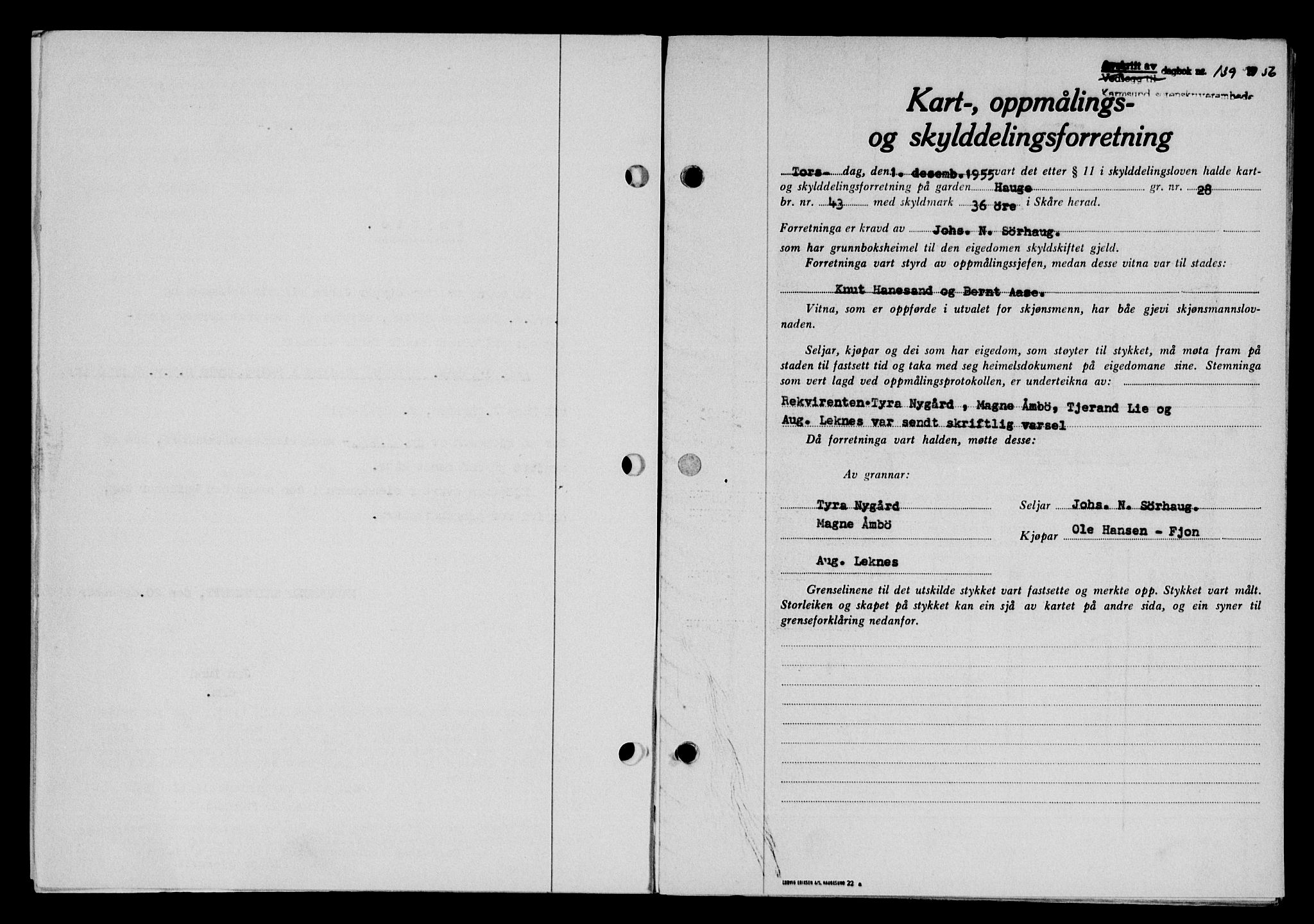 Karmsund sorenskriveri, SAST/A-100311/01/II/IIB/L0118: Pantebok nr. 98A, 1955-1956, Dagboknr: 139/1956