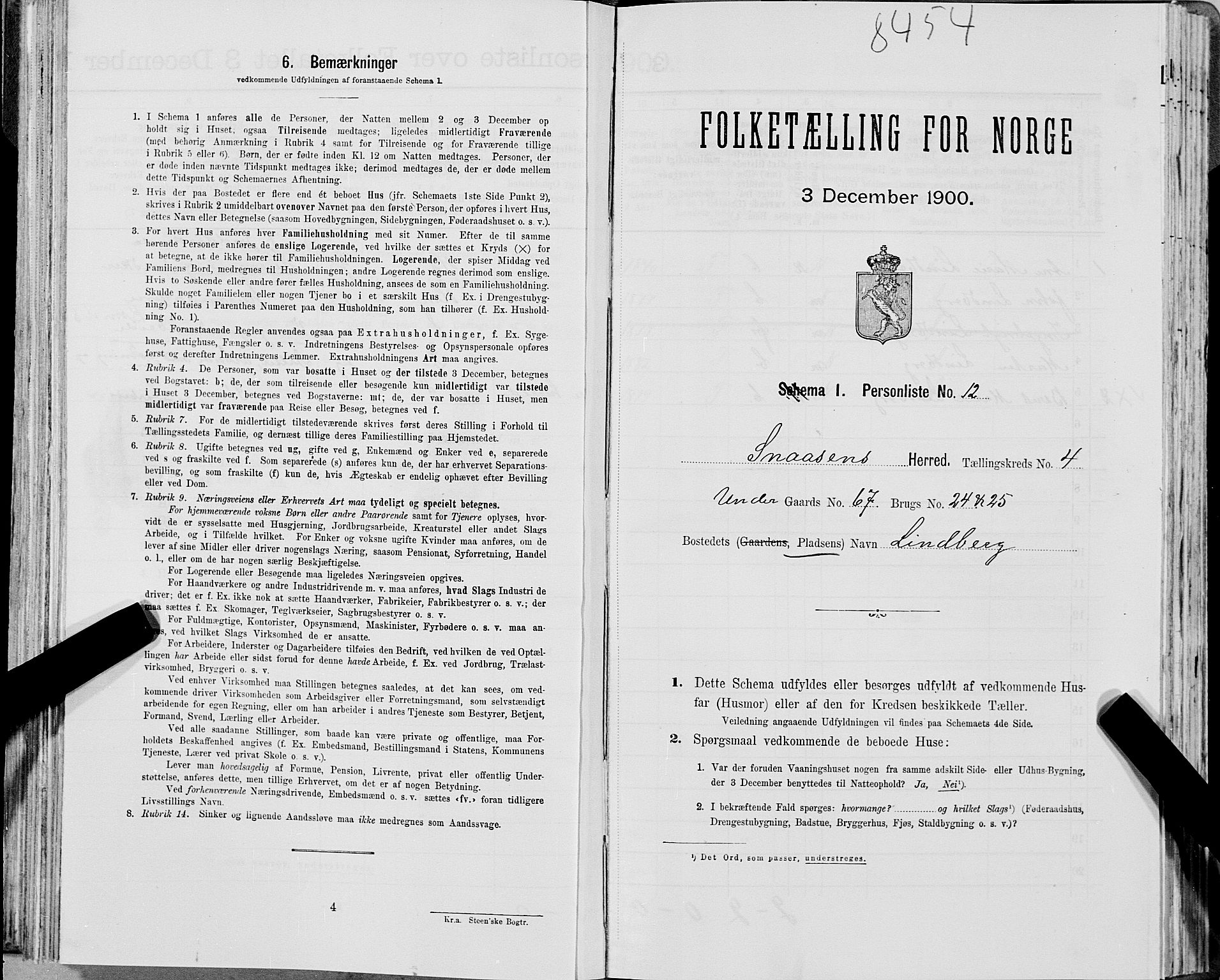 SAT, Folketelling 1900 for 1736 Snåsa herred, 1900, s. 873