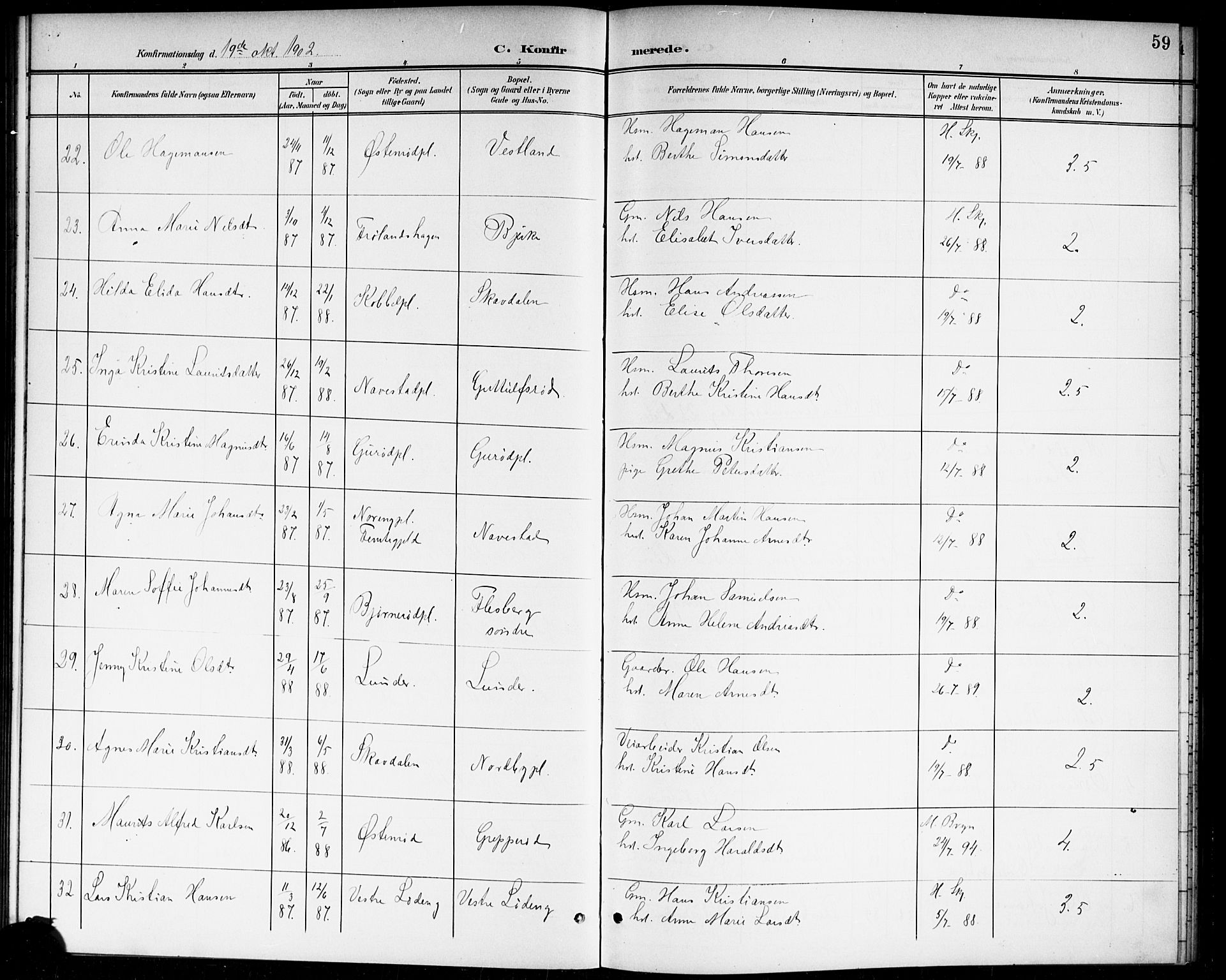Våler prestekontor Kirkebøker, AV/SAO-A-11083/G/Ga/L0004: Klokkerbok nr. I 4, 1901-1914, s. 59