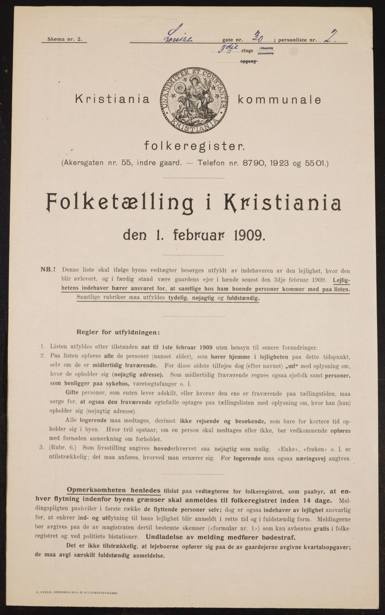 OBA, Kommunal folketelling 1.2.1909 for Kristiania kjøpstad, 1909, s. 53118