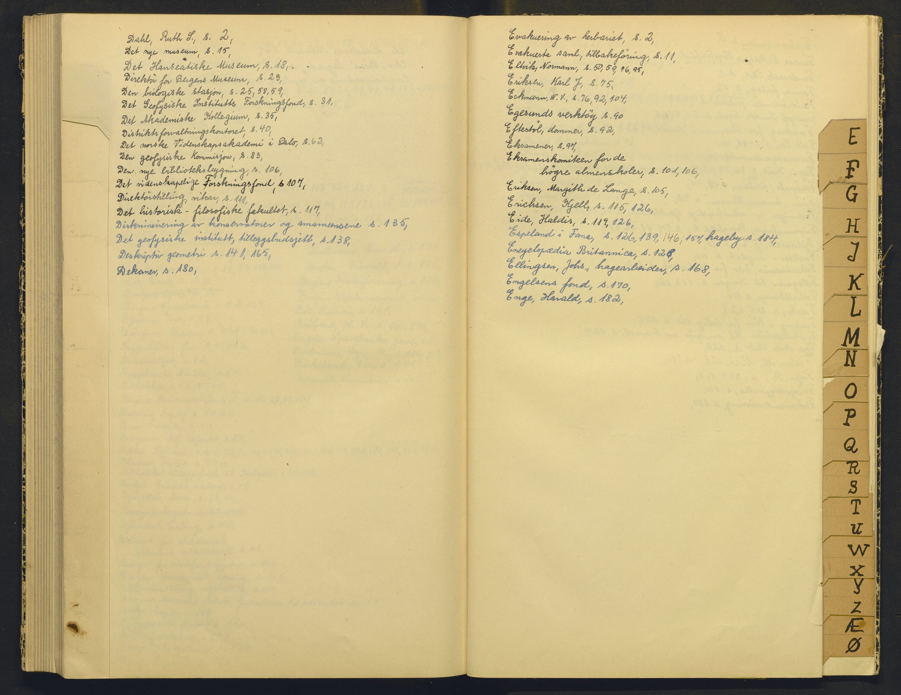 Bergens Museum, AV/SAB-A-17301/18/A/L0004: Professorkollegiets møtebok med register , 1945-1949