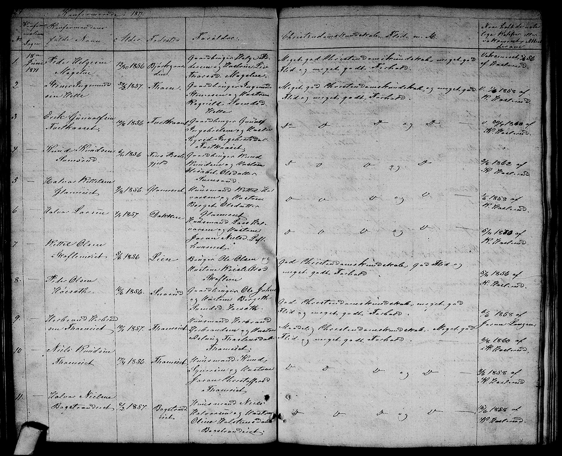 Rollag kirkebøker, AV/SAKO-A-240/G/Gb/L0001: Klokkerbok nr. II 1, 1836-1877, s. 127