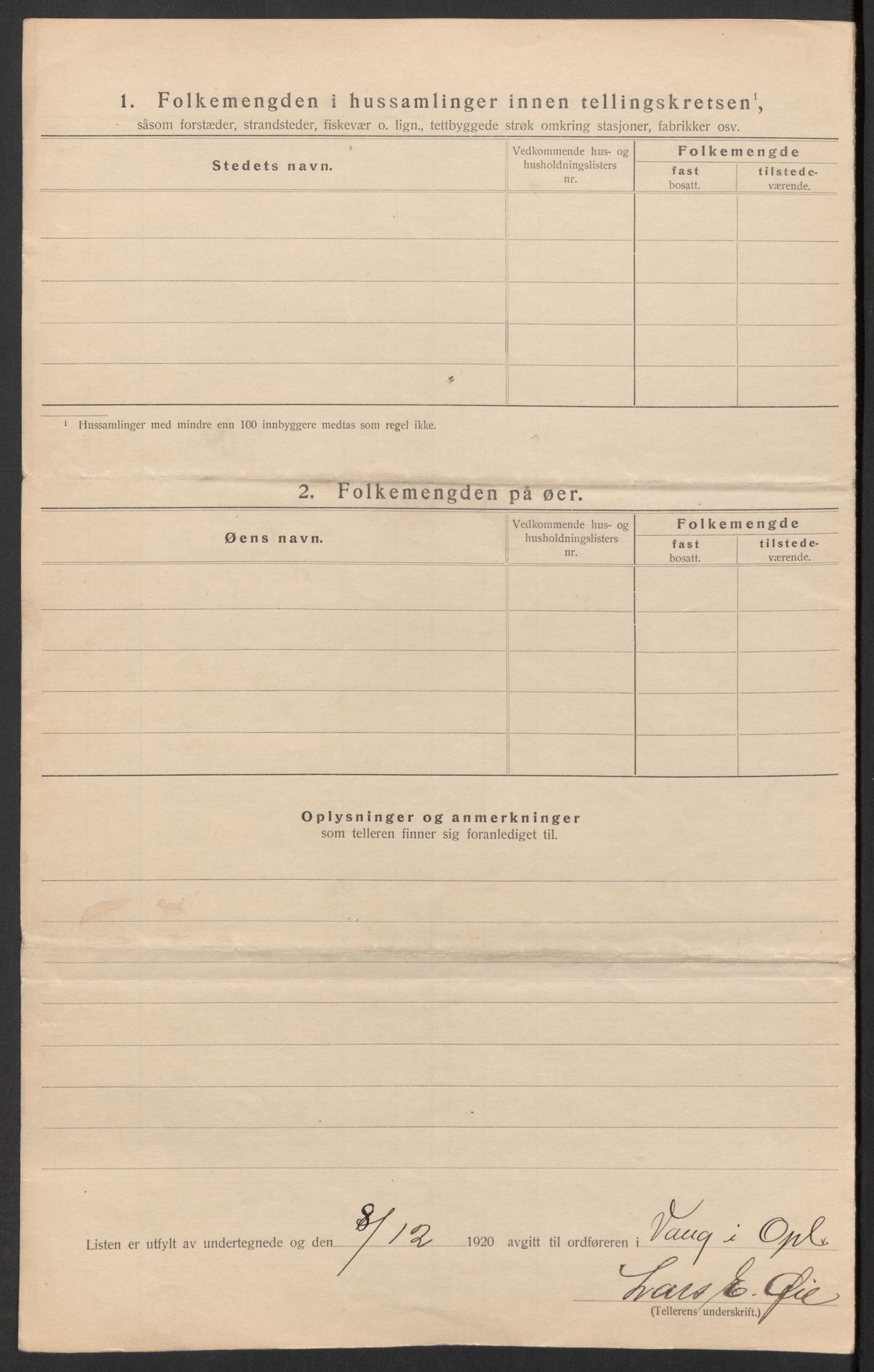 SAH, Folketelling 1920 for 0545 Vang herred, 1920, s. 11