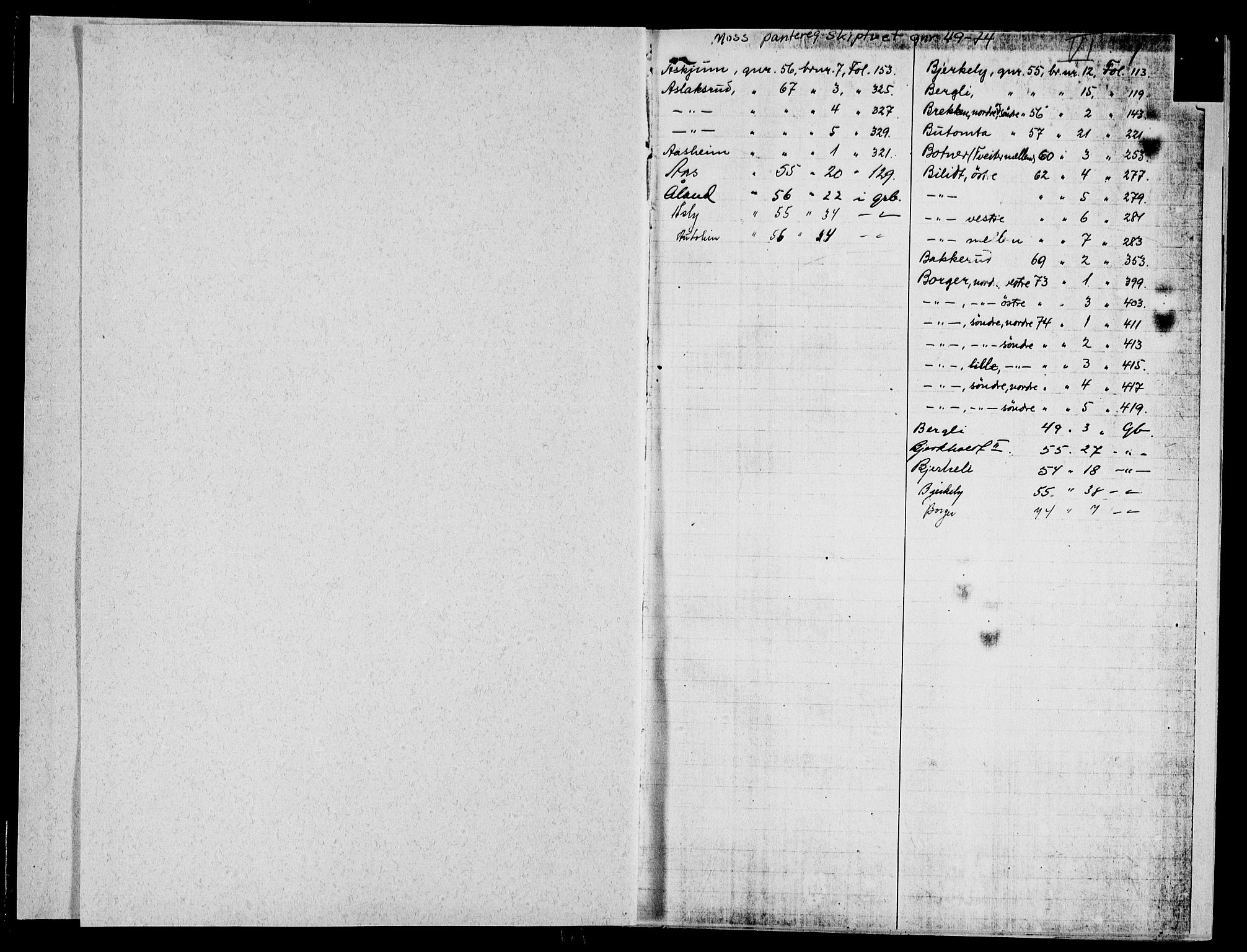 Moss sorenskriveri, SAO/A-10168: Panteregister nr. V 3, 1807-1954, s. 1