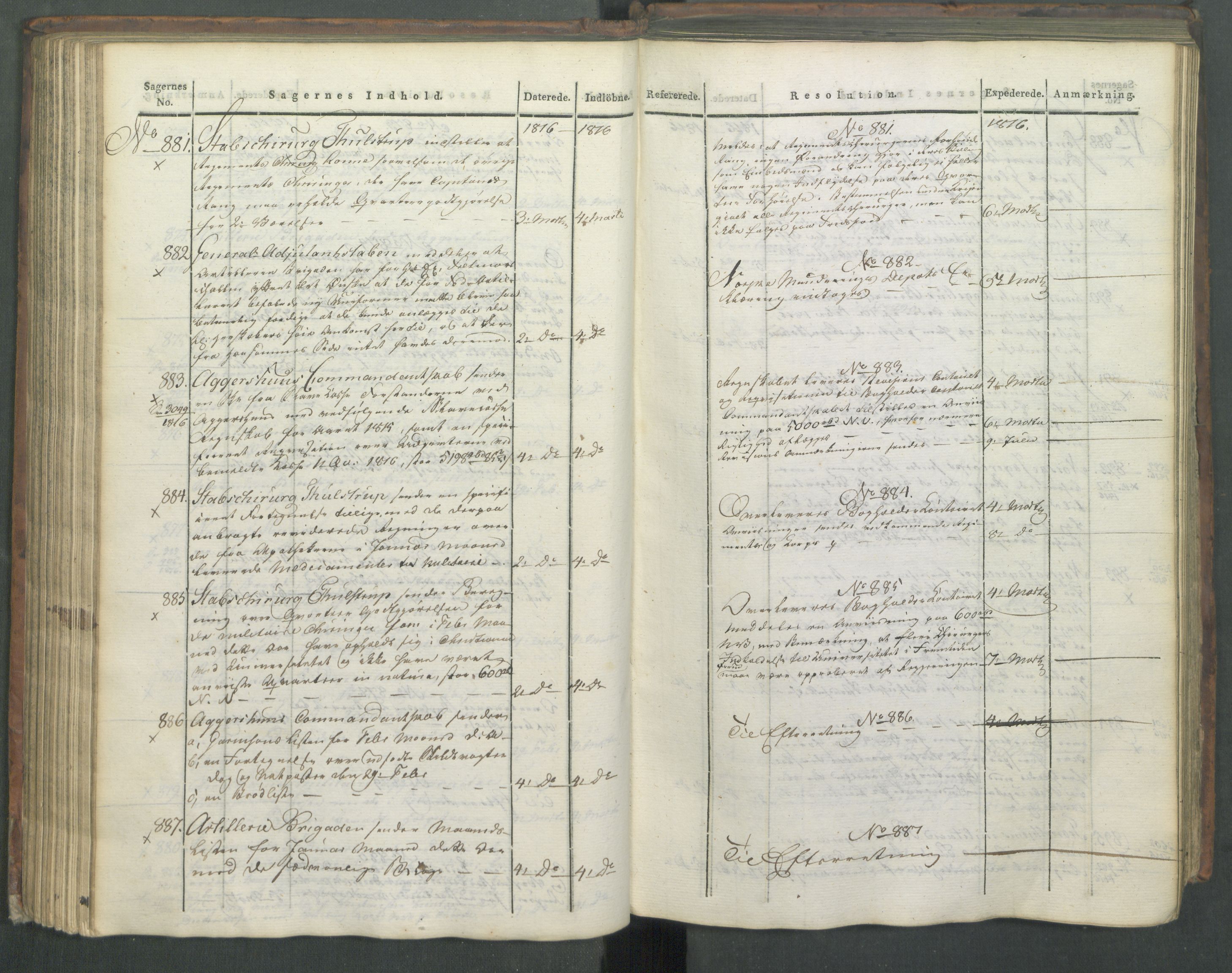 Armédepartementet, AV/RA-RAFA-3493/C/Ca/L0008: 6. Departements Journal, 1816