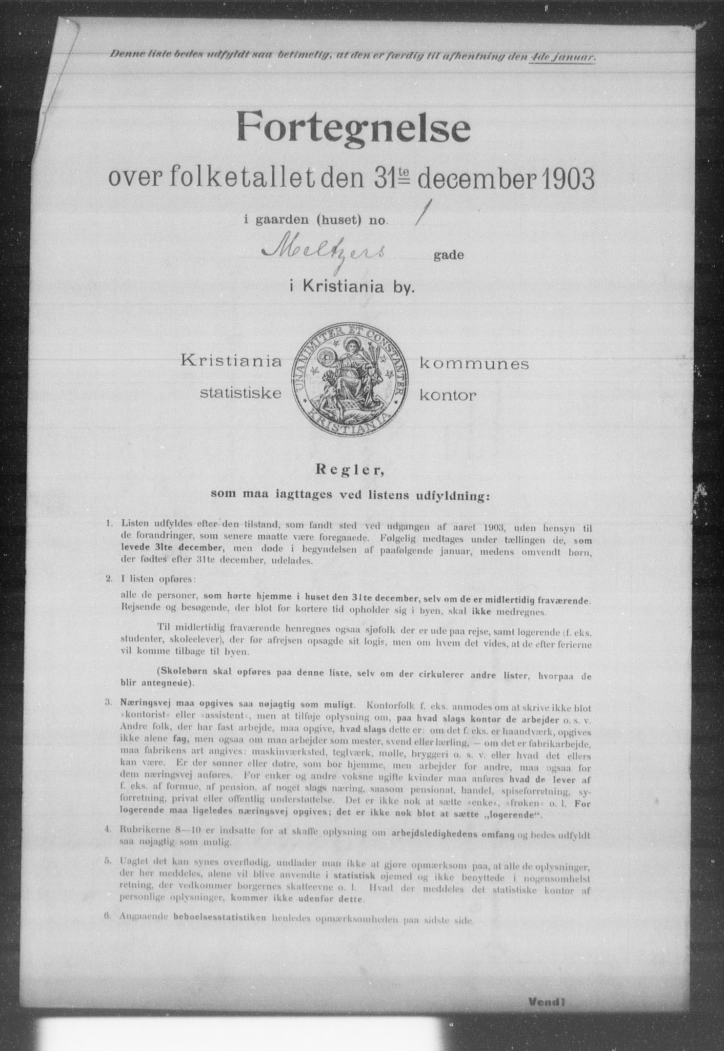 OBA, Kommunal folketelling 31.12.1903 for Kristiania kjøpstad, 1903, s. 12696