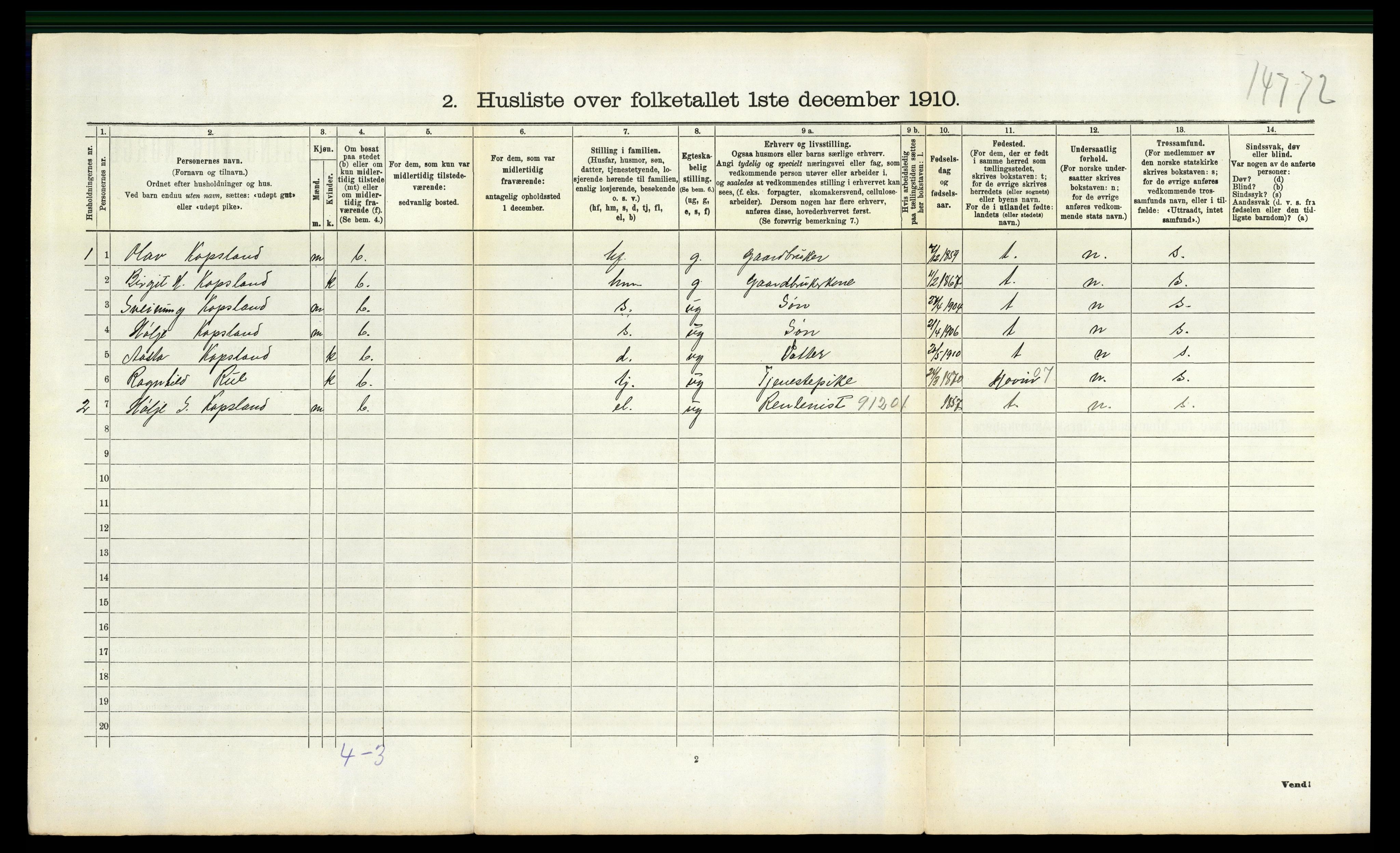 RA, Folketelling 1910 for 0824 Gransherad herred, 1910, s. 353