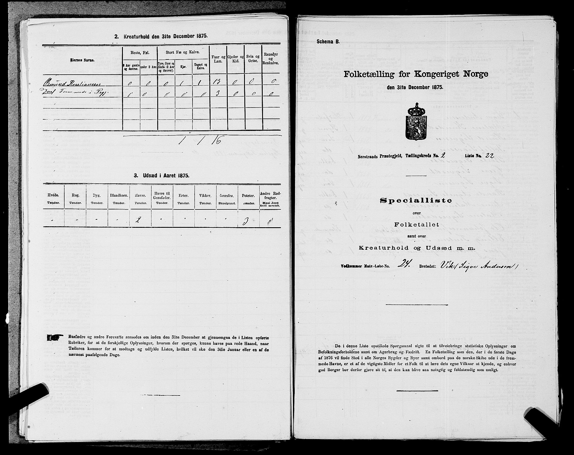 SAST, Folketelling 1875 for 1139P Nedstrand prestegjeld, 1875, s. 593